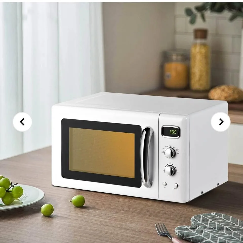 0.9 Cu.ft Retro Countertop Compact Microwave Oven-White #2427 thumbnail