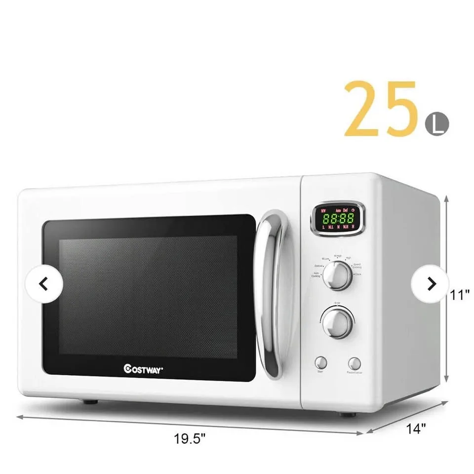 0.9 Cu.ft Retro Countertop Compact Microwave Oven-White #2427 image indicator(2)