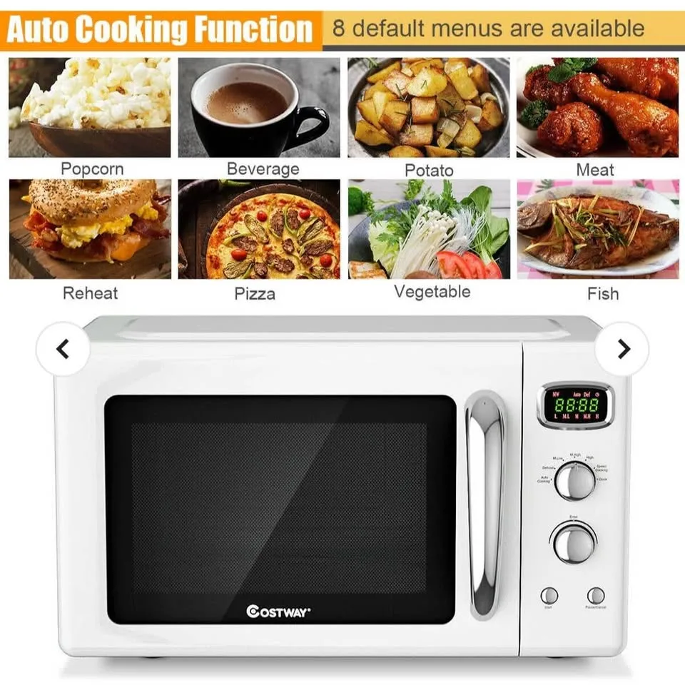 0.9 Cu.ft Retro Countertop Compact Microwave Oven-White #2427 image indicator(4)