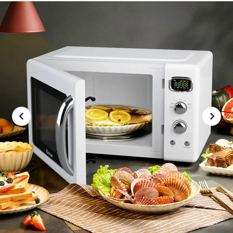 0.9 Cu.ft Retro Countertop Compact Microwave Oven-White #2427 image indicator(5)