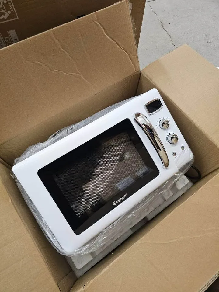 0.9 Cu.ft Retro Countertop Compact Microwave Oven-White #2427 image indicator(6)