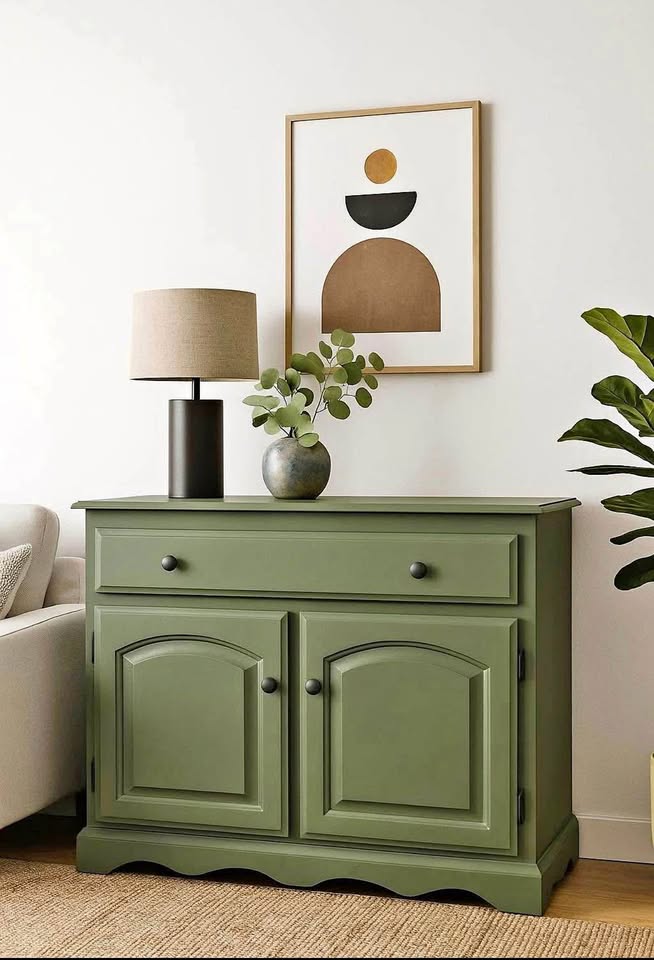 Modern Sage Green Sideboard / Cabinet – $250