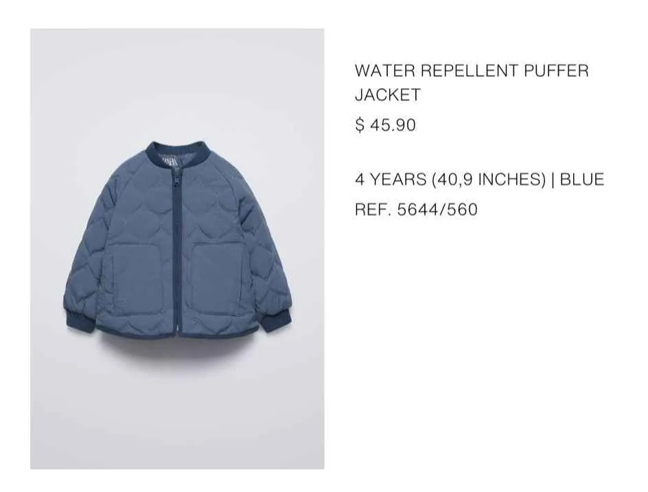 TODDLER Zara water repellent bomber jacket SIZE 4 years old image indicator(4)