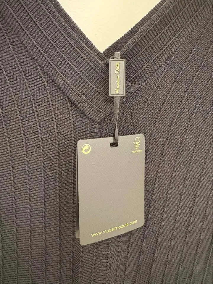 NEW Black ribbed knit maxi dress from Massimo Dutti. Size Small image indicator(2)