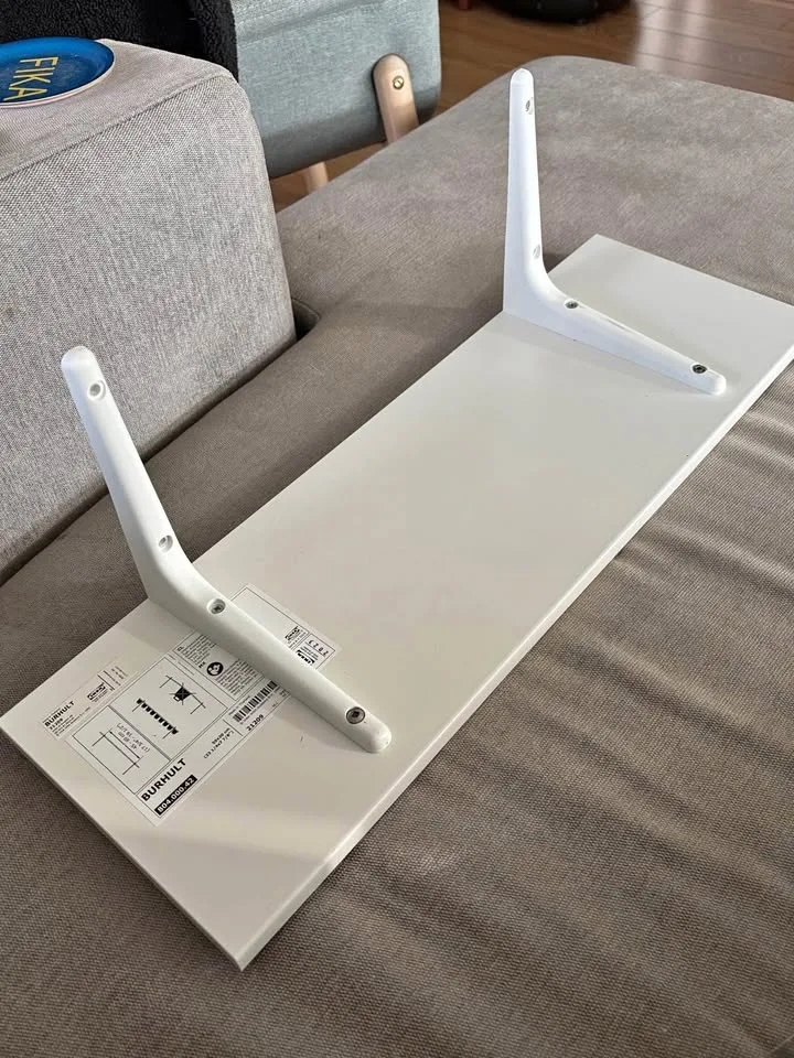 Set of 2 IKEA “Barhult” 59x20cm white shelves thumbnail