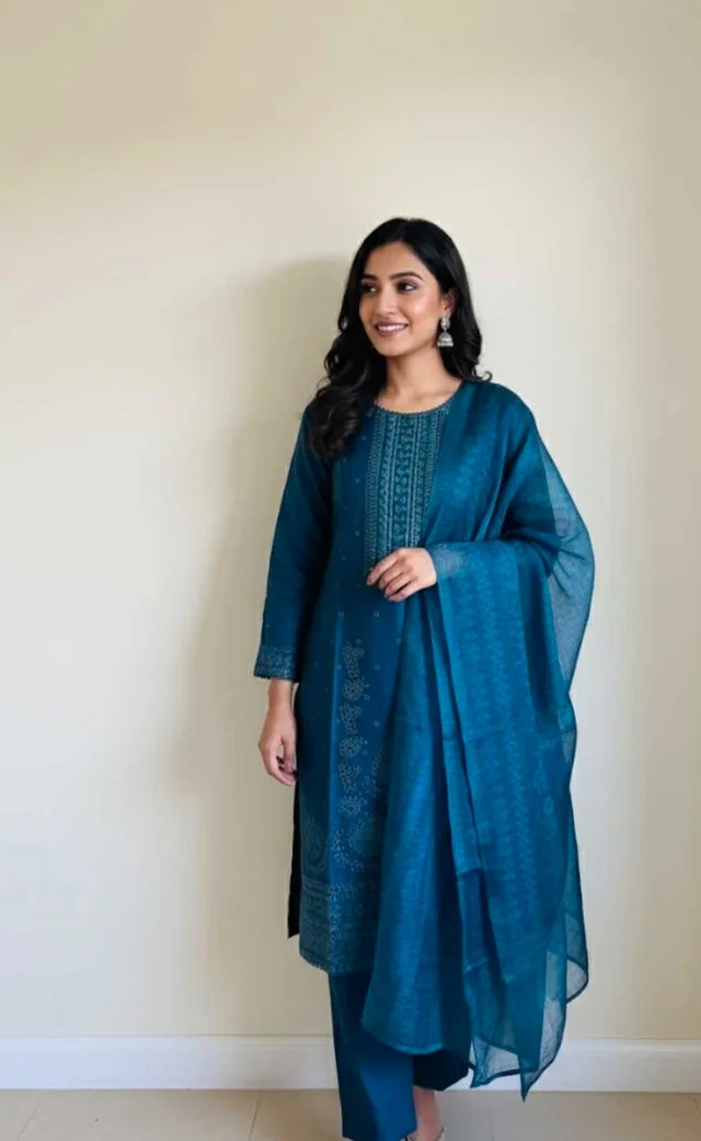 3 pcs Chikenkari embroidered suit image indicator(2)