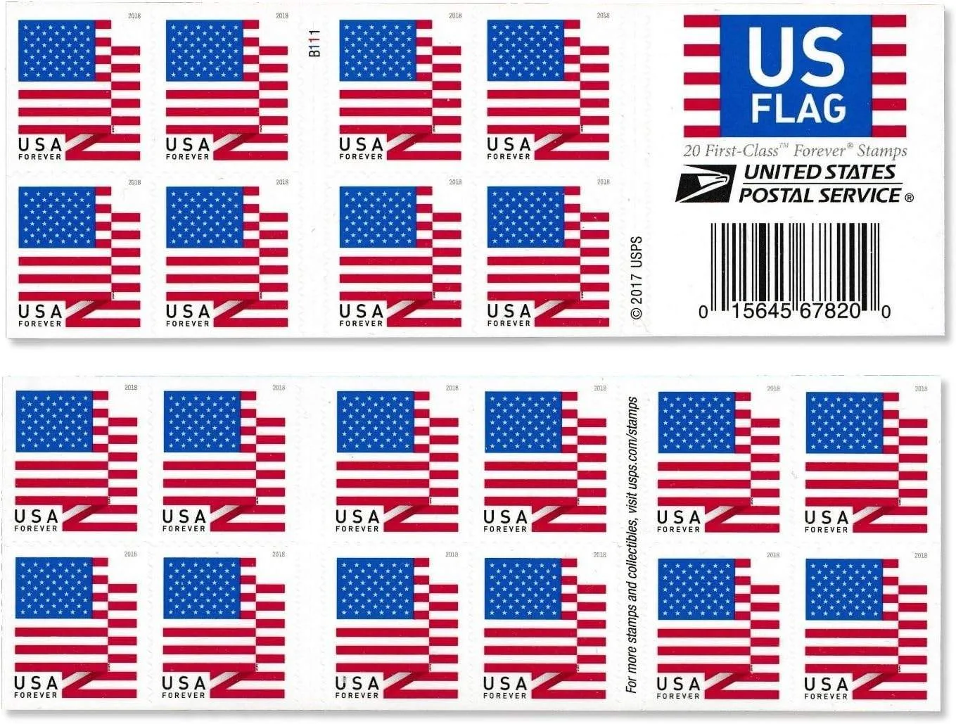 U. S. Flag - 2018 USPS Forever First Class Stamps (100 stamps) thumbnail