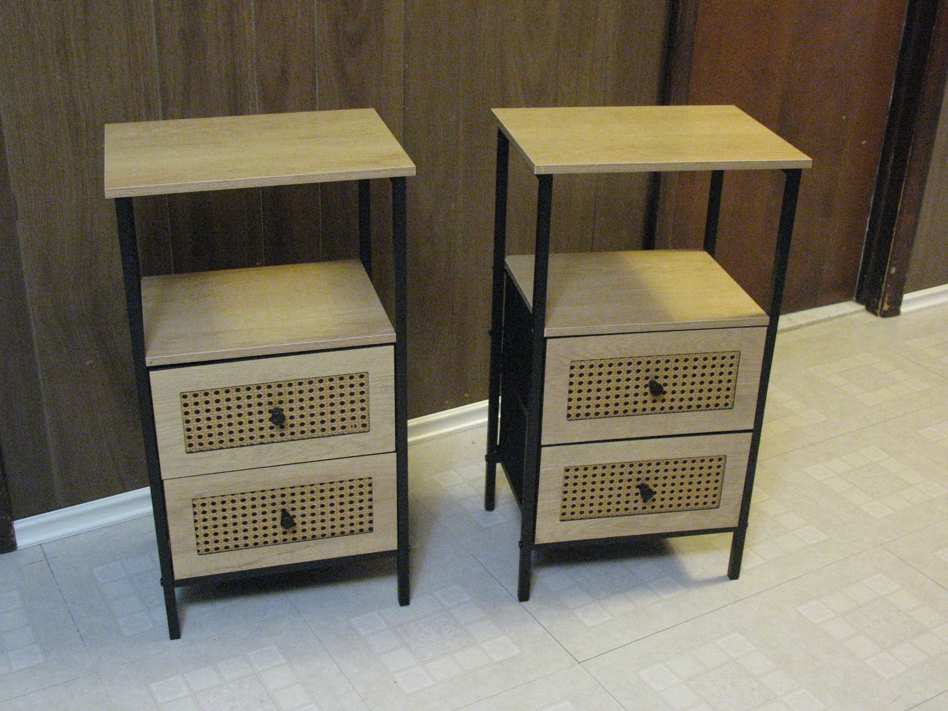 2 Bamboo End/Side Tables, with Drawers, NEW thumbnail