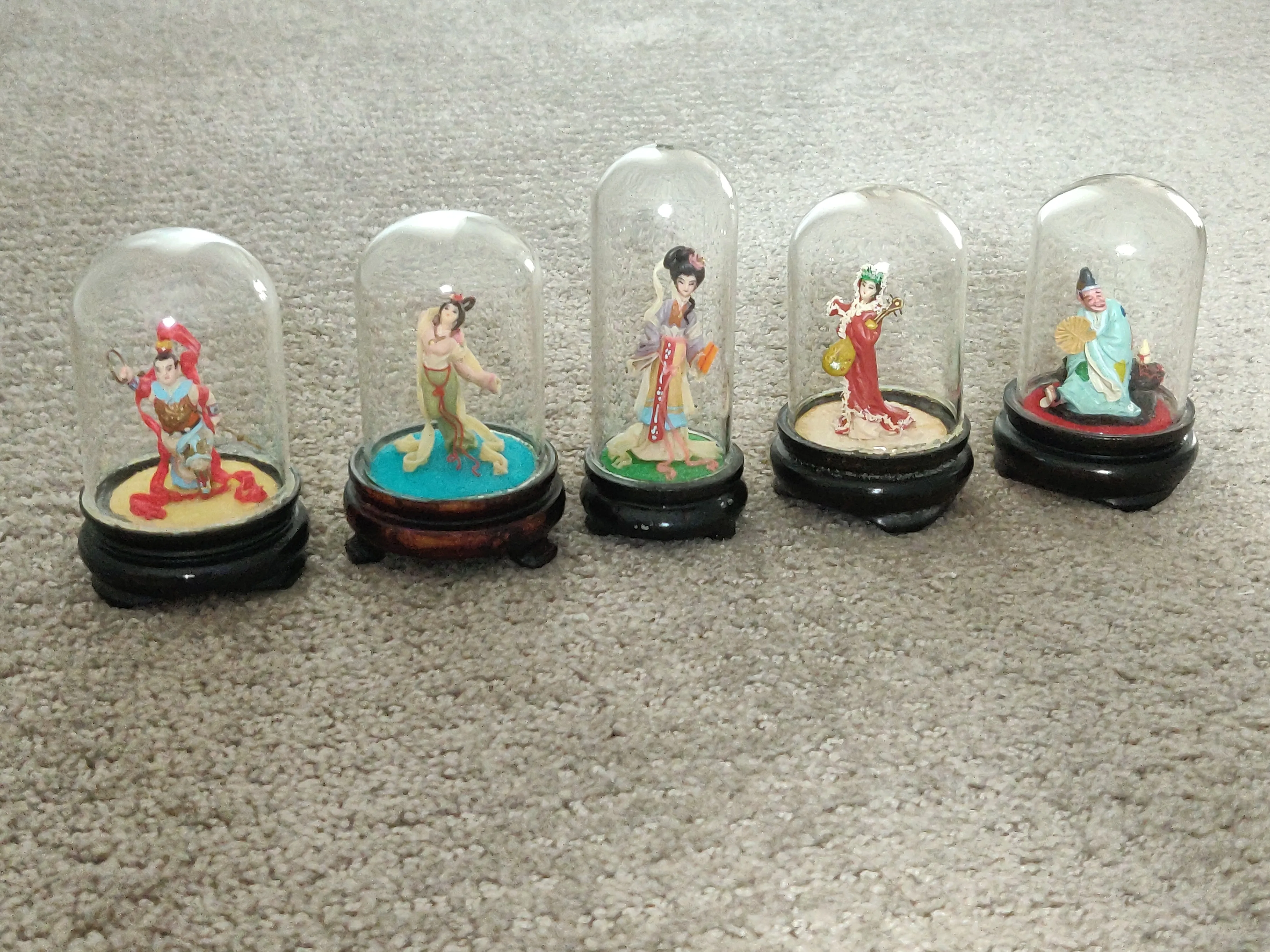 5 Beautiful Miniature Chinese Art Doll Figurines Figures Dome thumbnail
