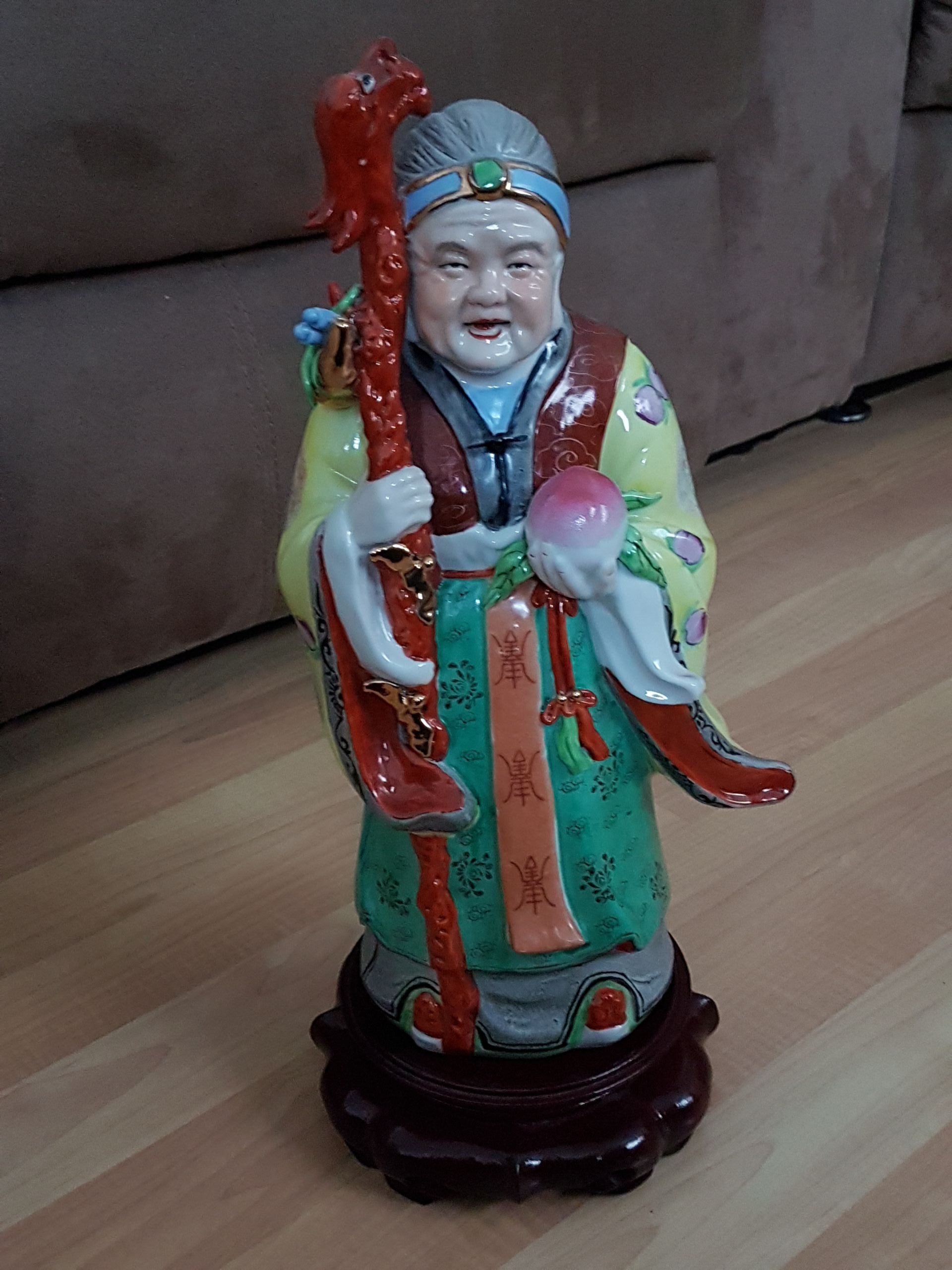 Long Life Lady God Sau Po Statue Figurine - Fuk Luk Sau