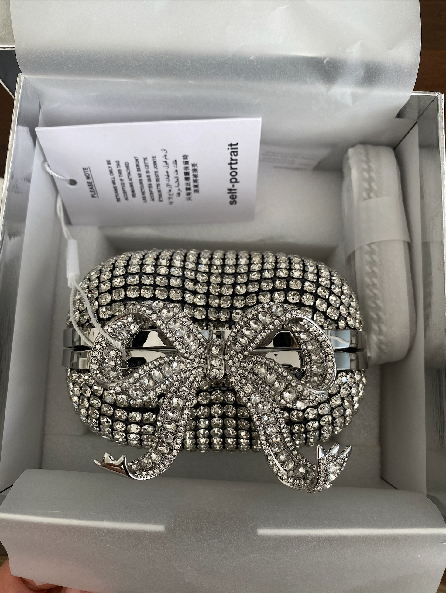 Authentic Self-Portrait SILVER CRYSTAL HEART CLUTCH - photo 4