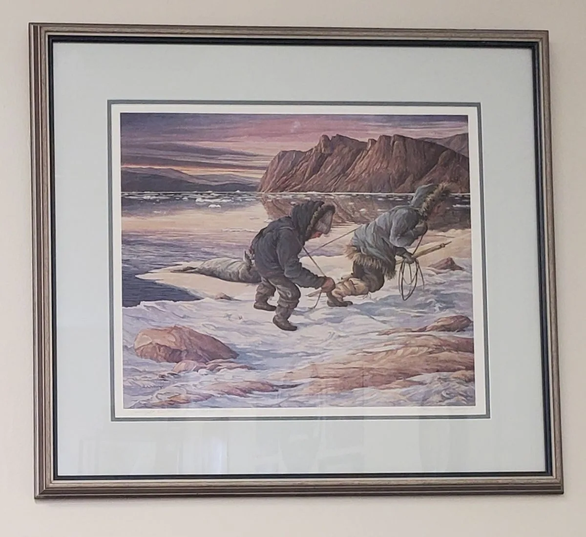 VTG 89 21/300 Signed Charlie Rapsky Framed Twilight Hunters thumbnail