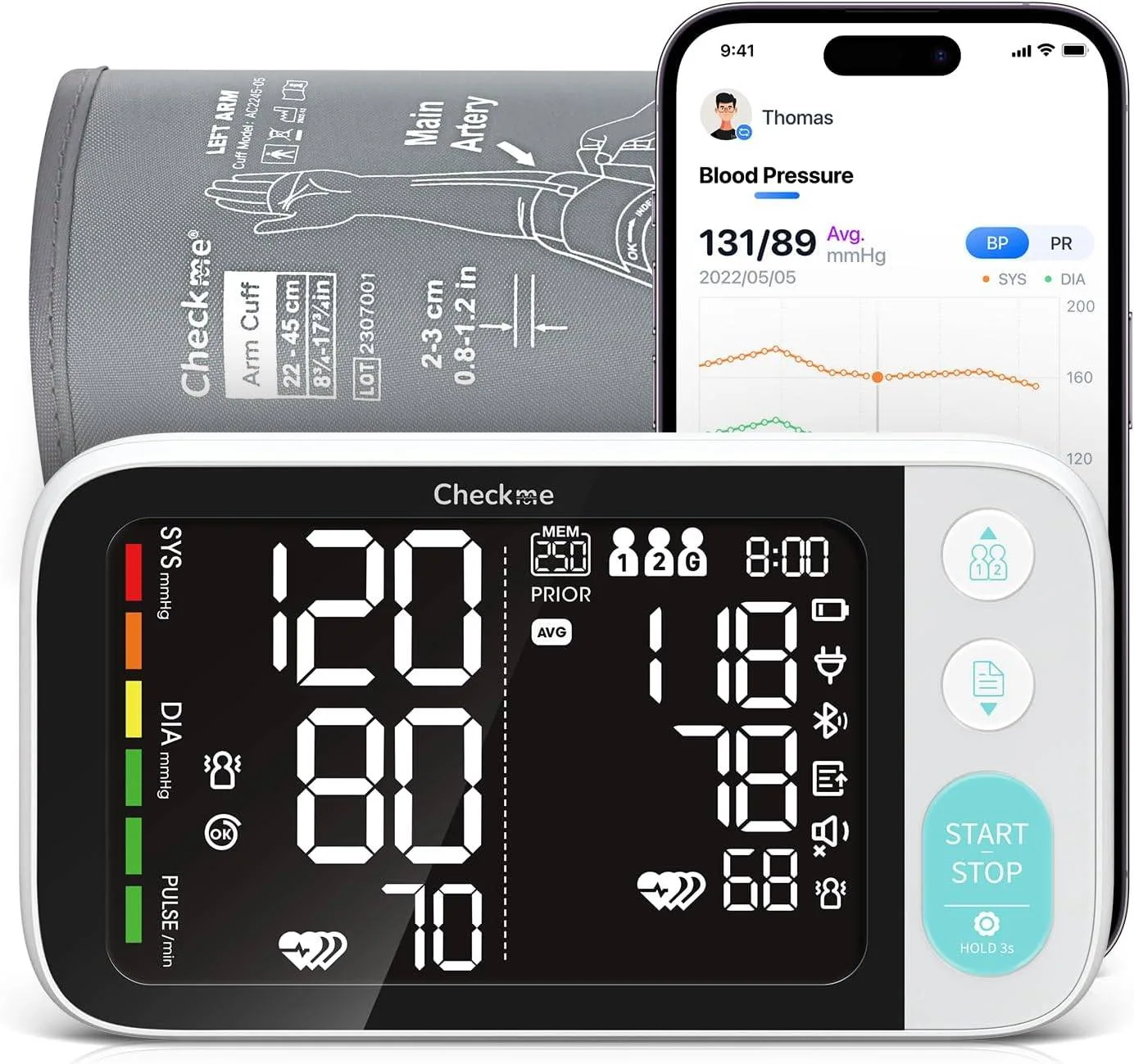 Checkme Bluetooth Blood Pressure Monitor for Home Use thumbnail