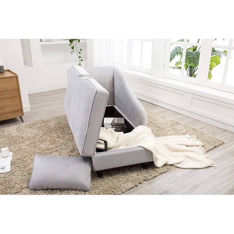 Grey Chaise Lounge/Loveseat with Storage - photo 4