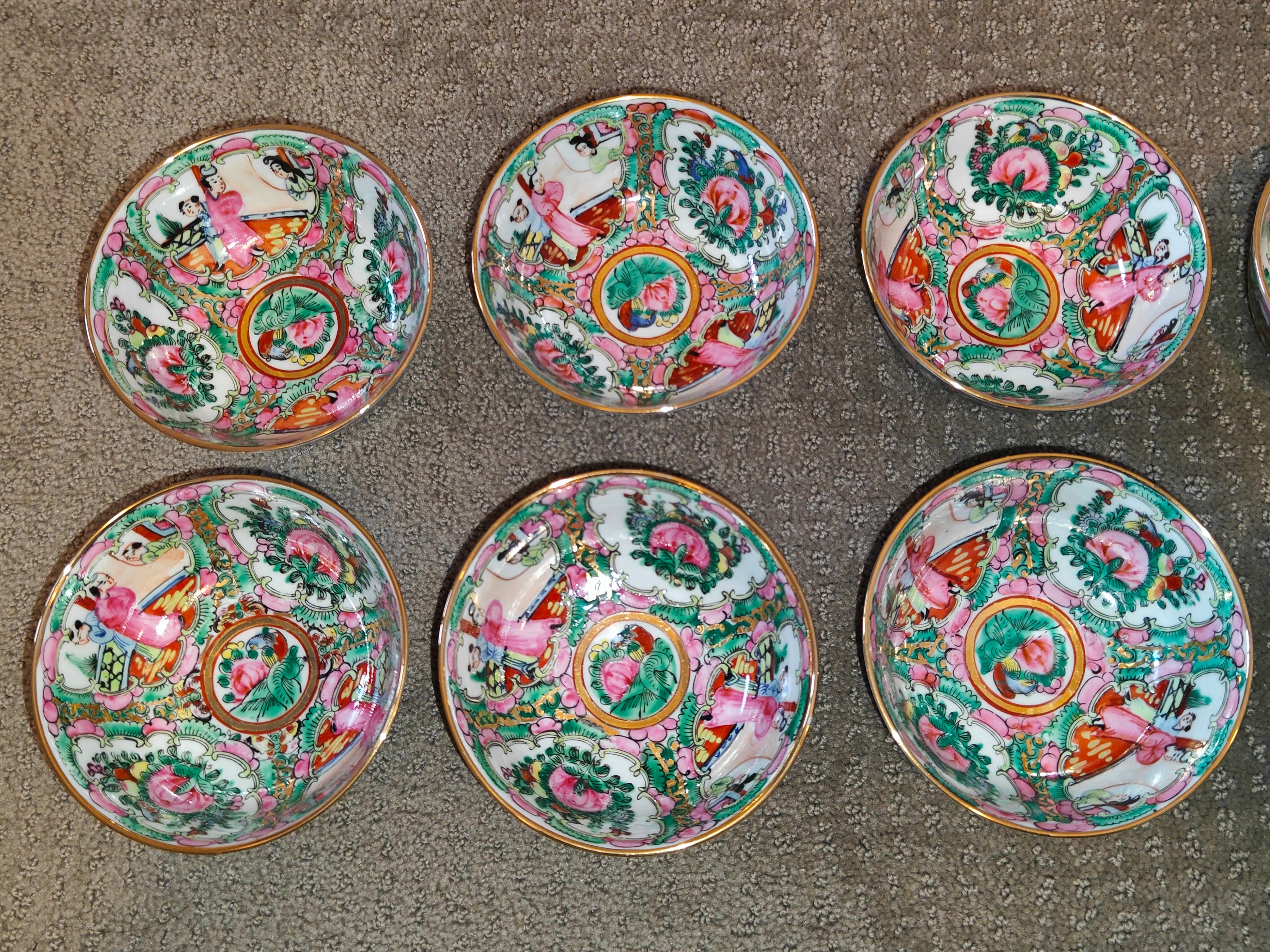 Chinese Rose Medallion Famille Porcelain Hand Painted Bowl Set - photo 3