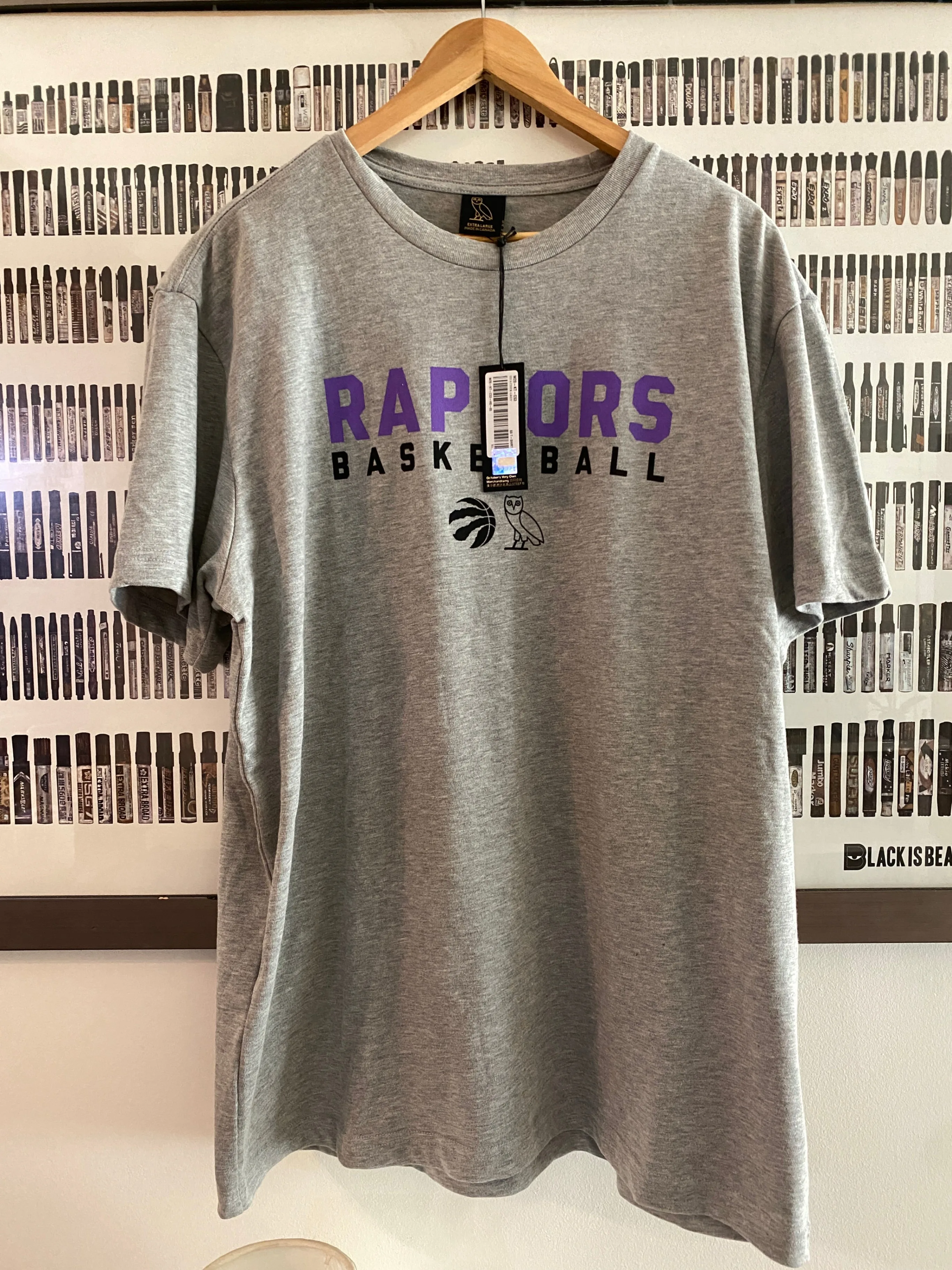 OVO X Raptors - Pre-Game Collection Heather Grey Tee (2020) XL thumbnail