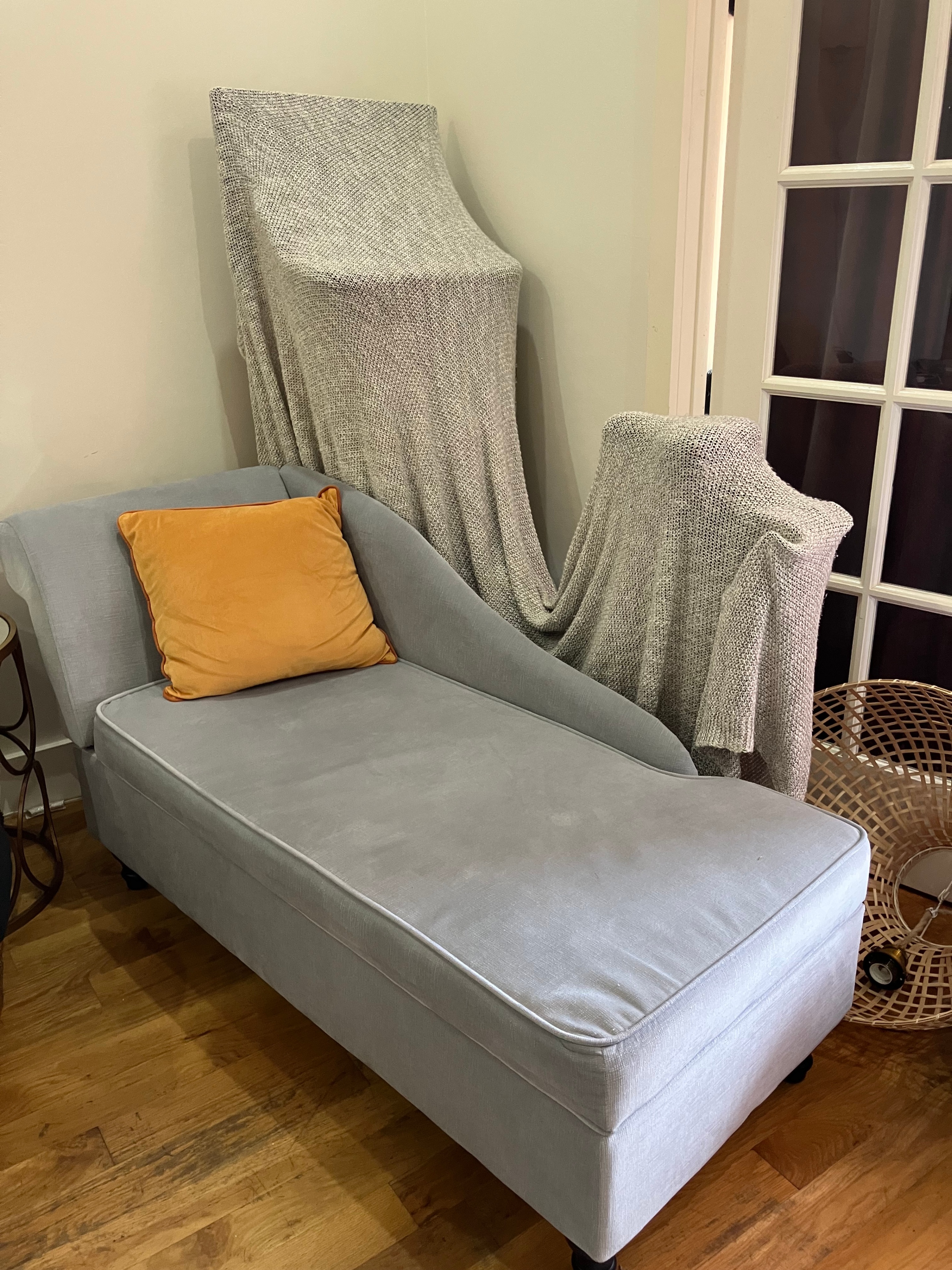 Grey Chaise Lounge/Loveseat with Storage