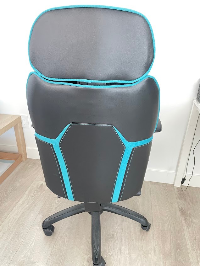 Gaming Chair with Adjustable Headrest, Black and Blue - photo 2
