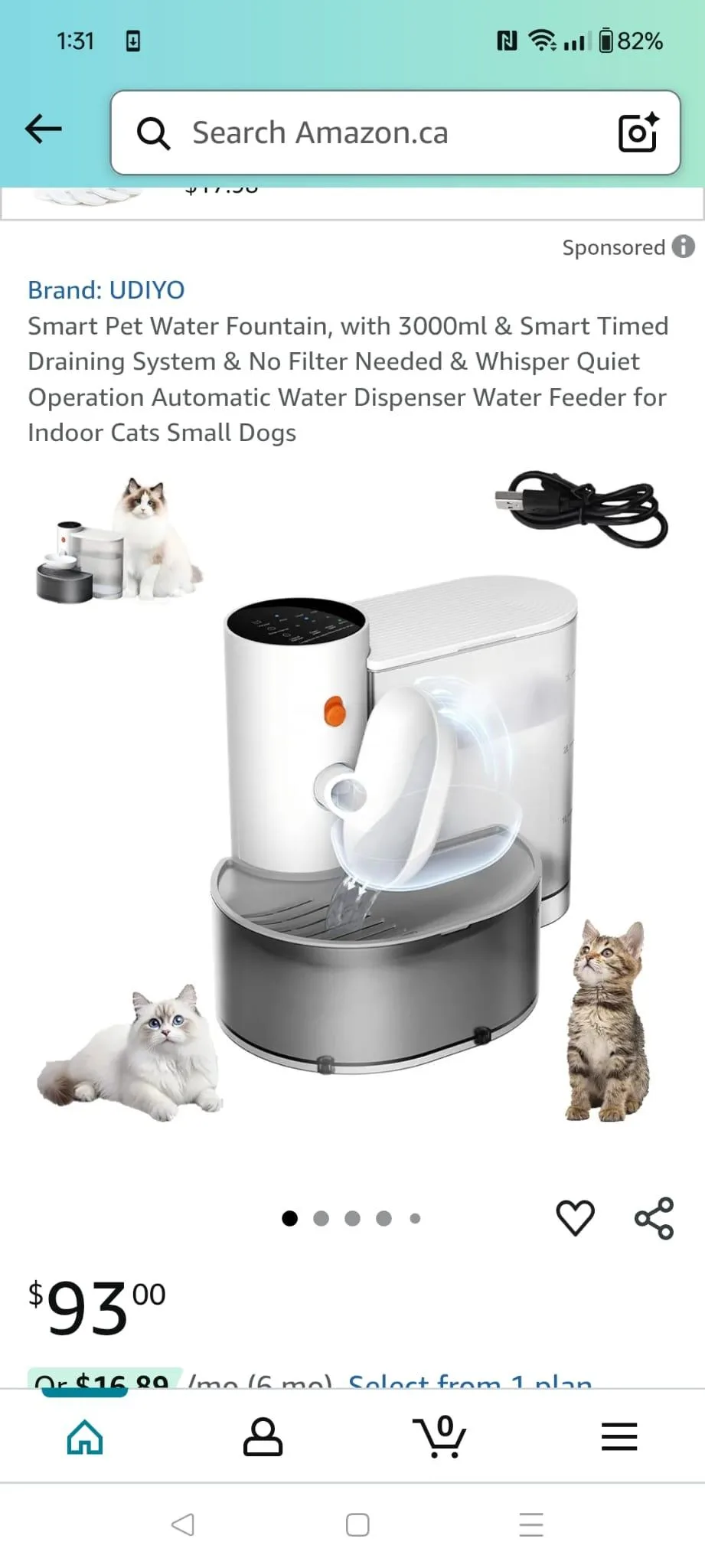 Yaslayp Smart Pet Water Fountain,Wireless Smart Pet Water thumbnail