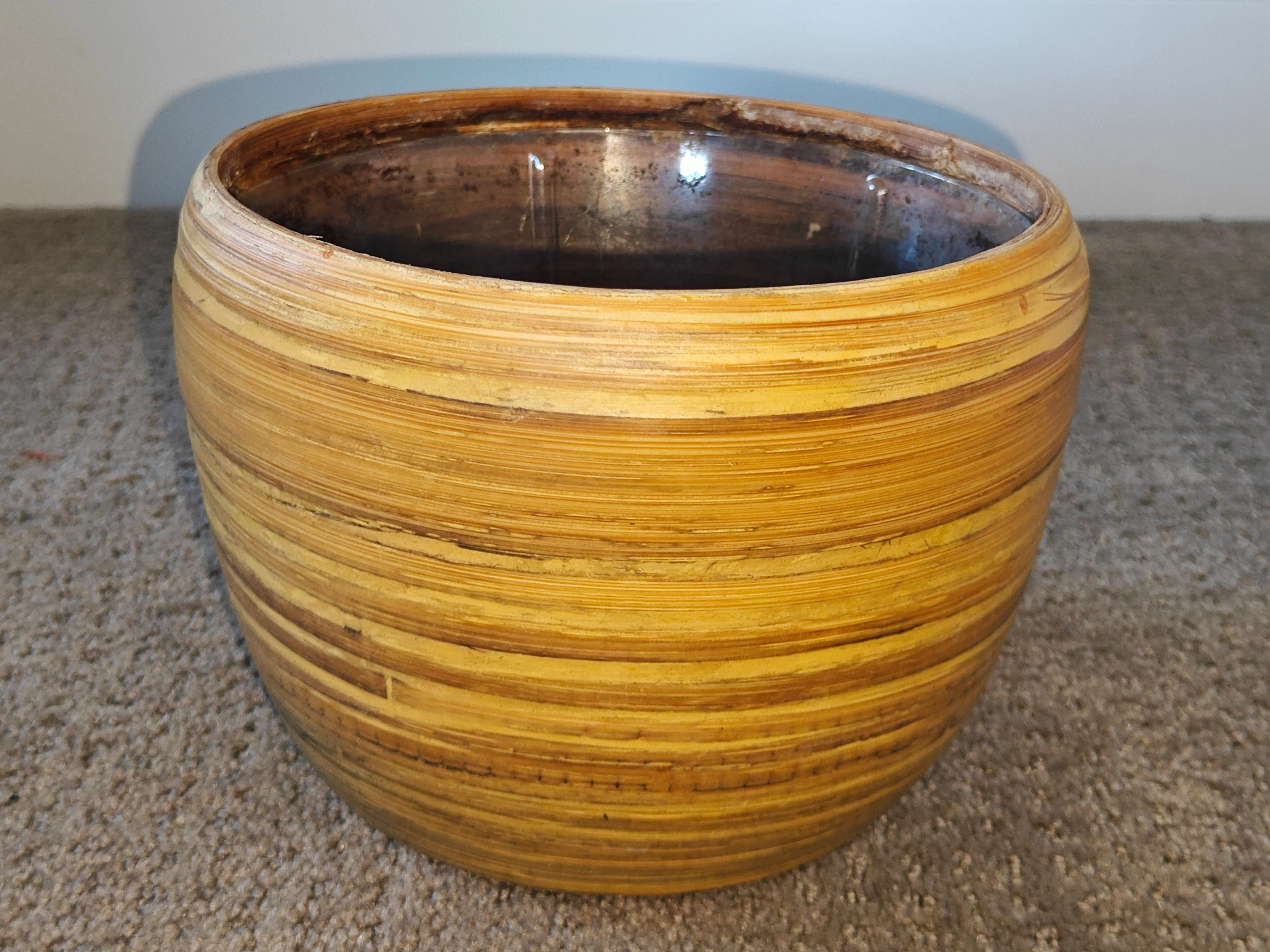 Stylish Bamboo Planter Plant Pot / Container - 5.3"(H) x 6.8"(D) thumbnail
