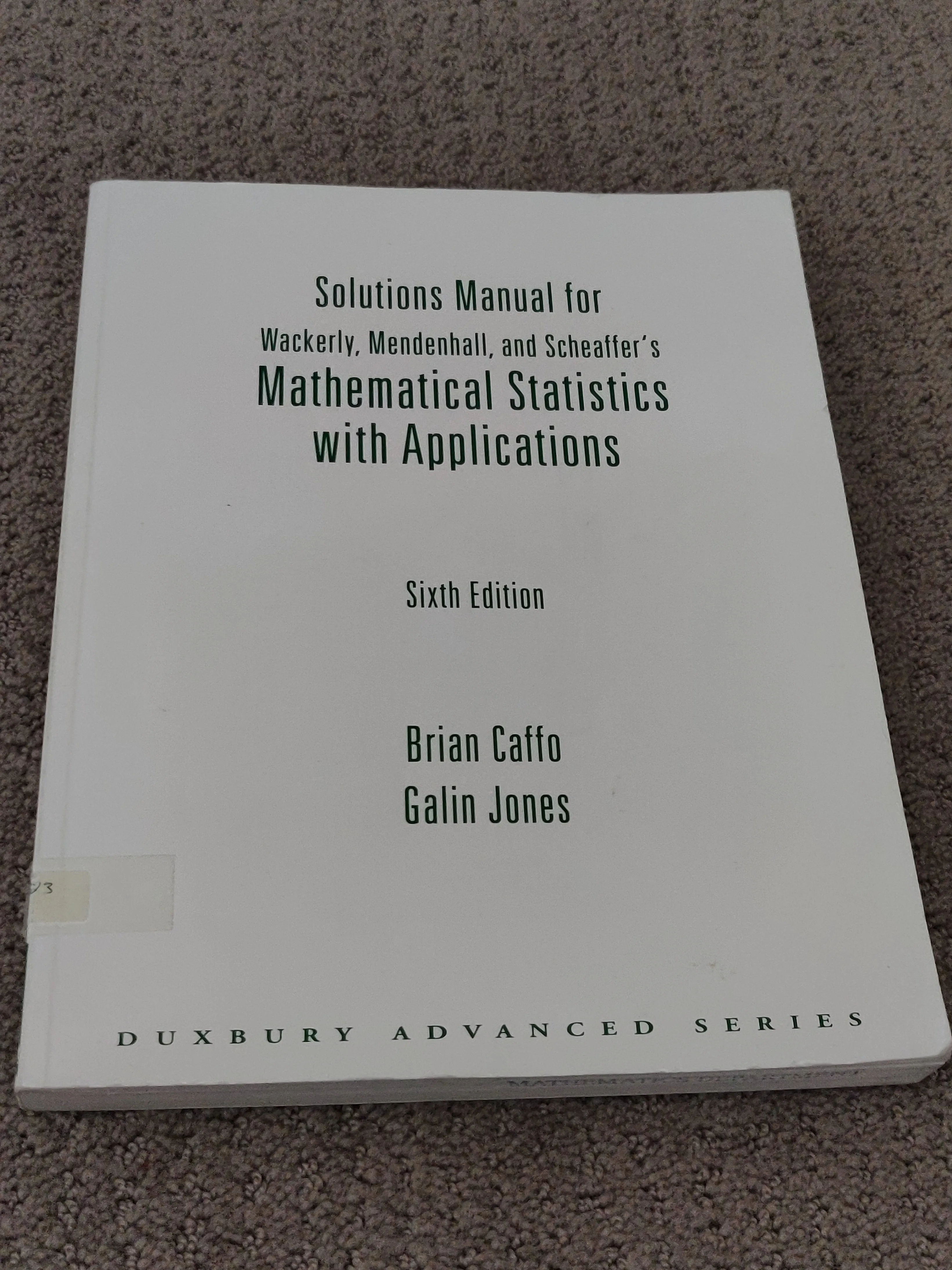 Solutions Manual for Mathematical Statistics - 6th Edition Caffo thumbnail