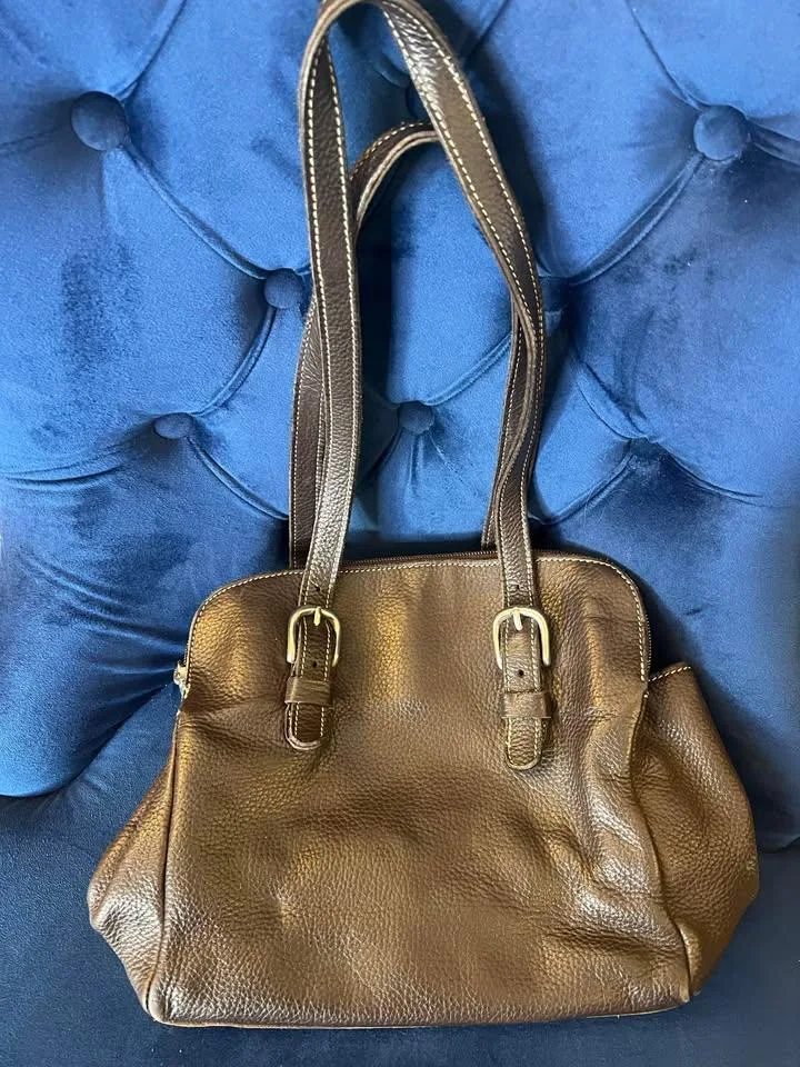 Roots Genuine Leather Chocolate Brown Hand Bag thumbnail