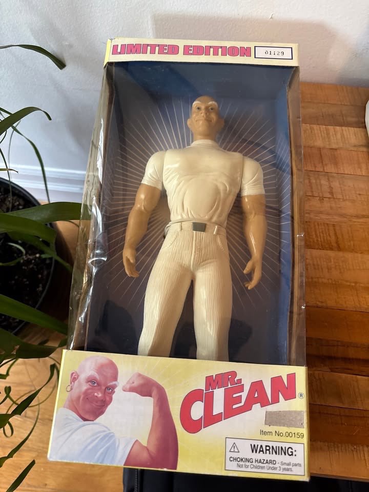 Mr. Clean action figure doll in box.