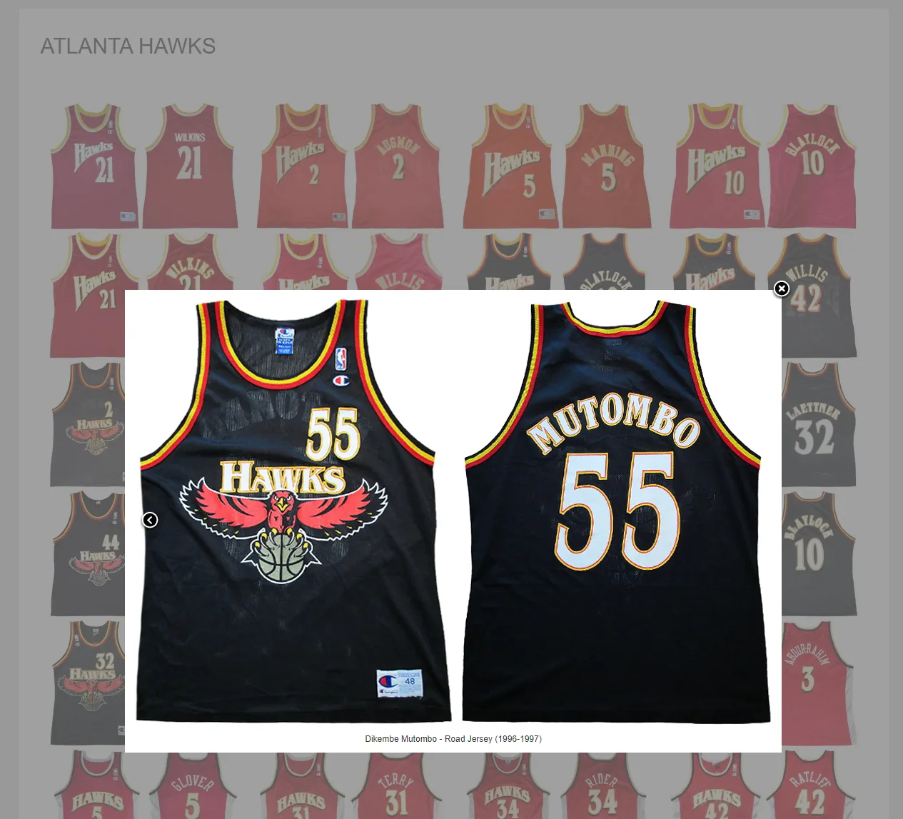 Champion - Atlanta Hawks Dikembe Mutombo vintage jersey (1997) L image indicator(7)