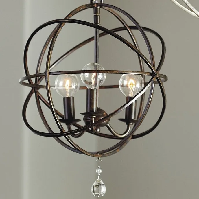 Pair (2) 3 Bulb Iron Chandelier Ceiling Light Pendant Lamp thumbnail