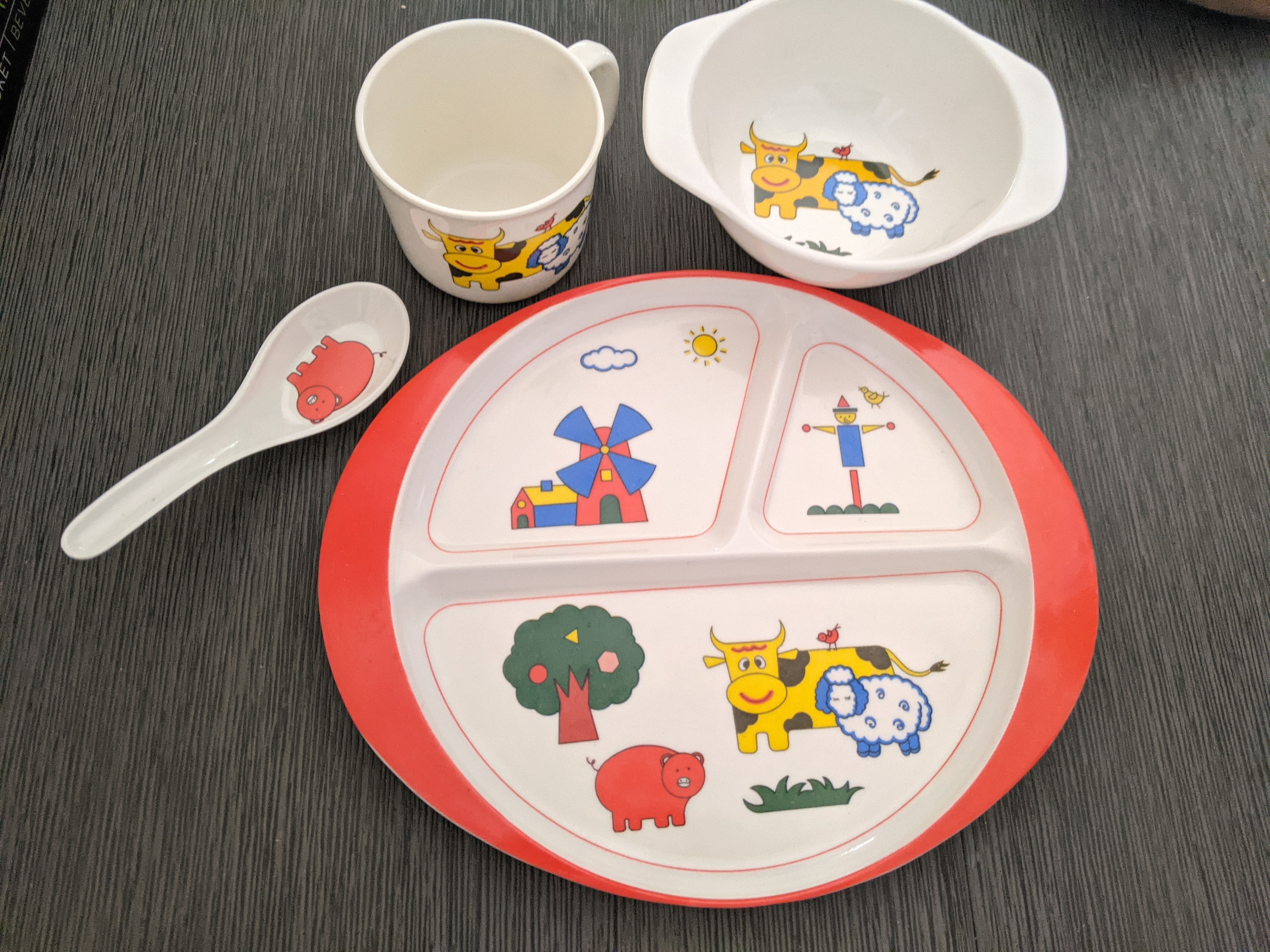 🇨🇦 Kid's 4-Piece Dinner Set: Plate, Bowl, Cup, Spoon