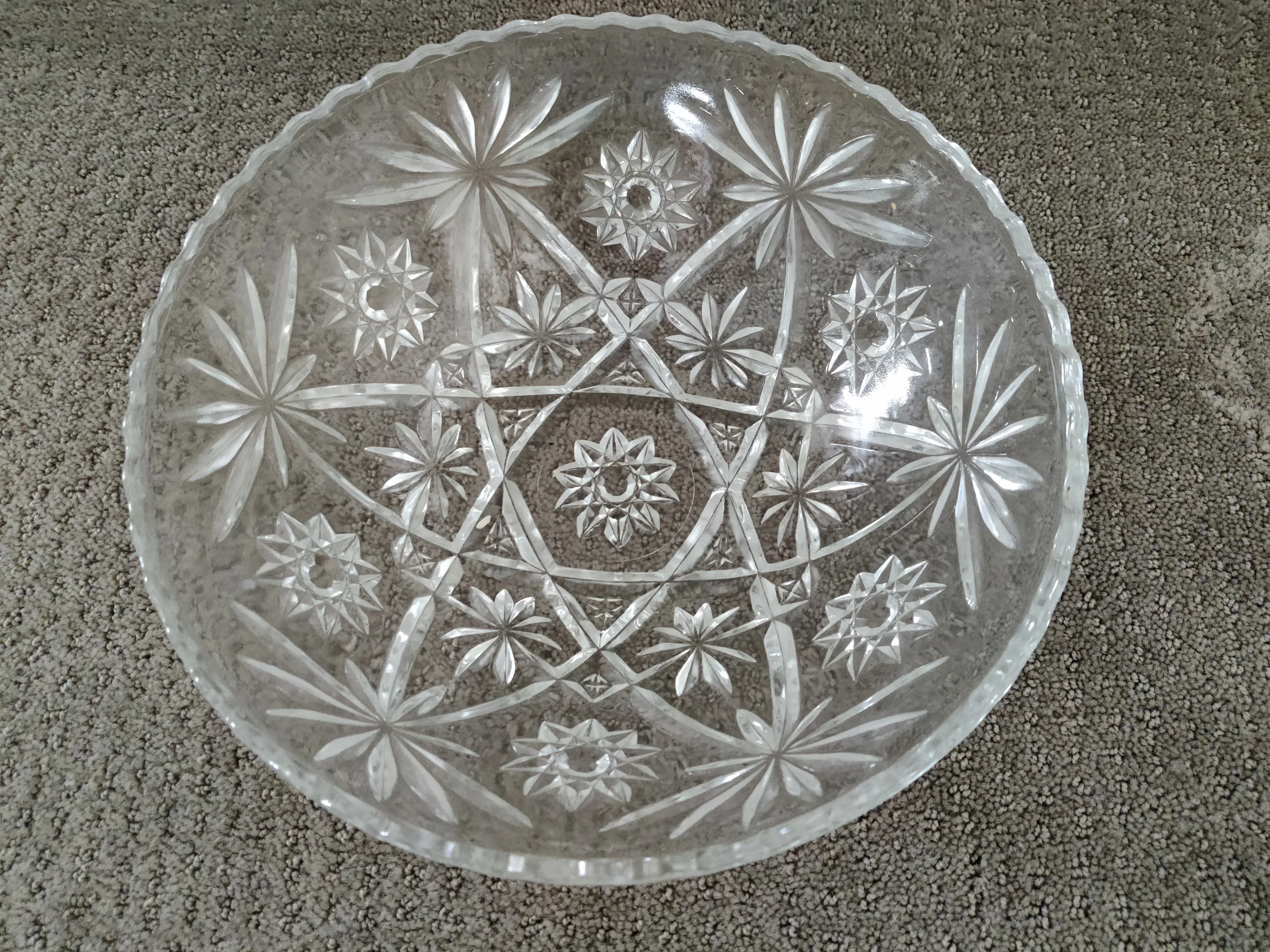 Vintage Hand Cut Crystal Pinwheel Design Bowl Vase thumbnail