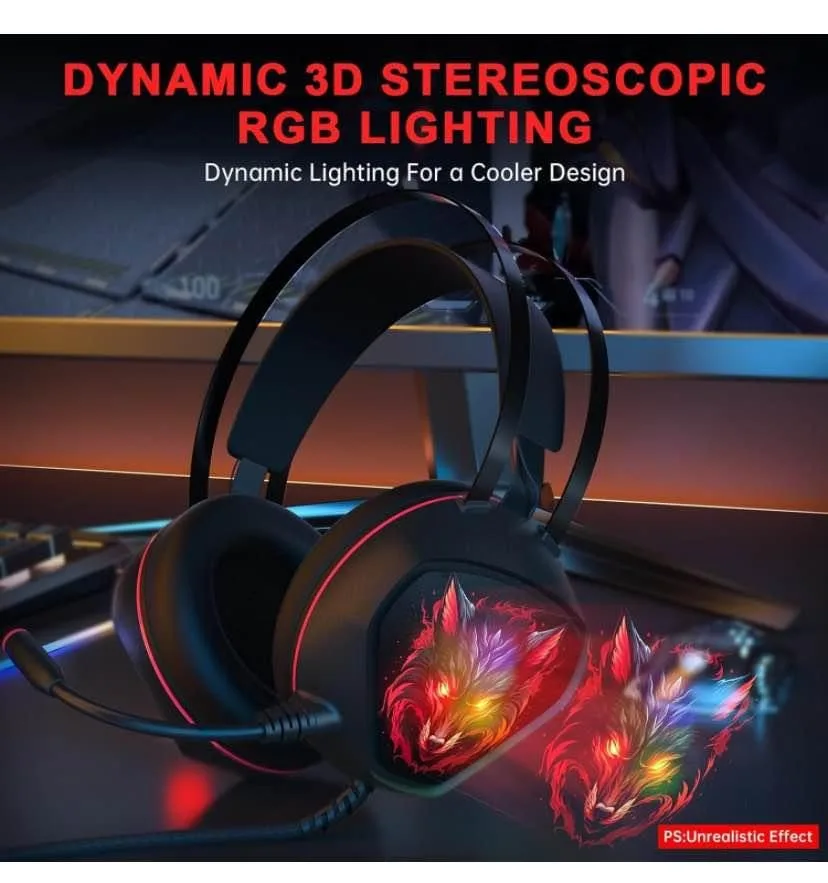 Wired Over-Ear Gaming Headphones with Noise Cancelling, RGB image indicator(5)