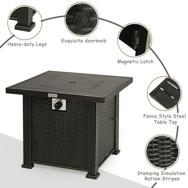 Gymax 30" Gas Fire Pit Table 50,000 BTU Square Propane - photo 4