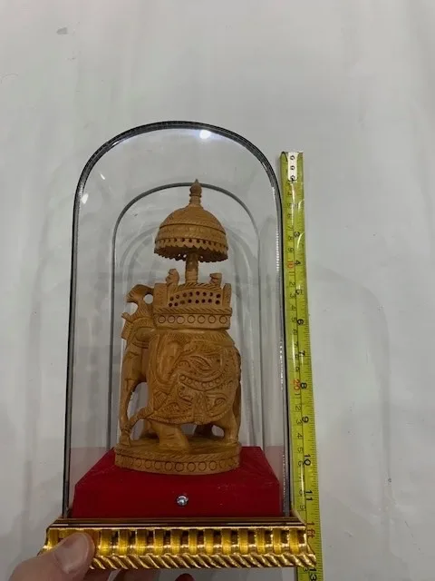 Hand Carved Elephant Ornament - BRAND NEW thumbnail