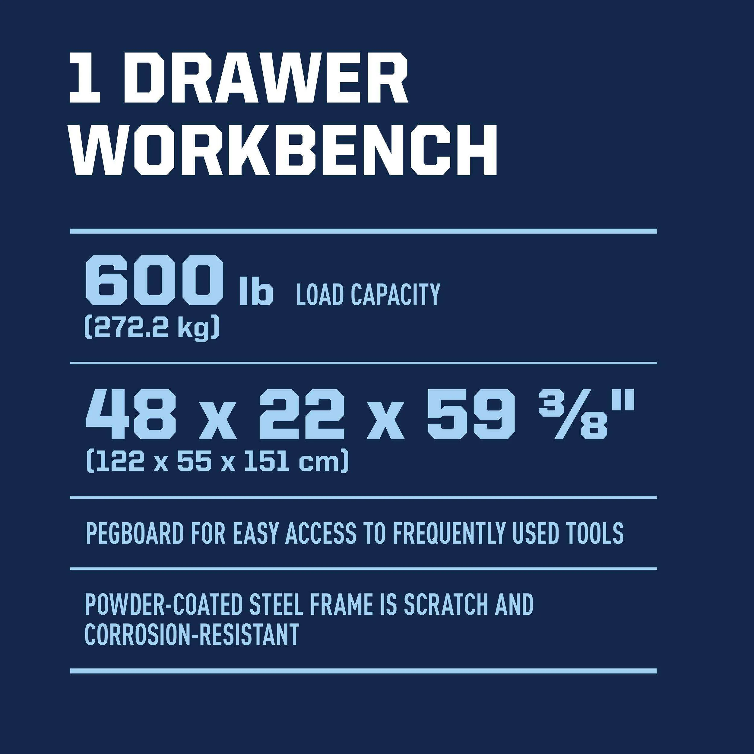 Mastercraft Steel Workbench with Pegboard & Drawer image indicator(5)