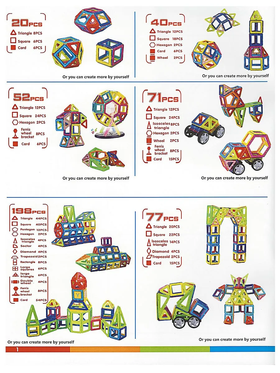 198 pcs Educational Kids Building Blocks Toys 3D Magnetic Sets image indicator(3)