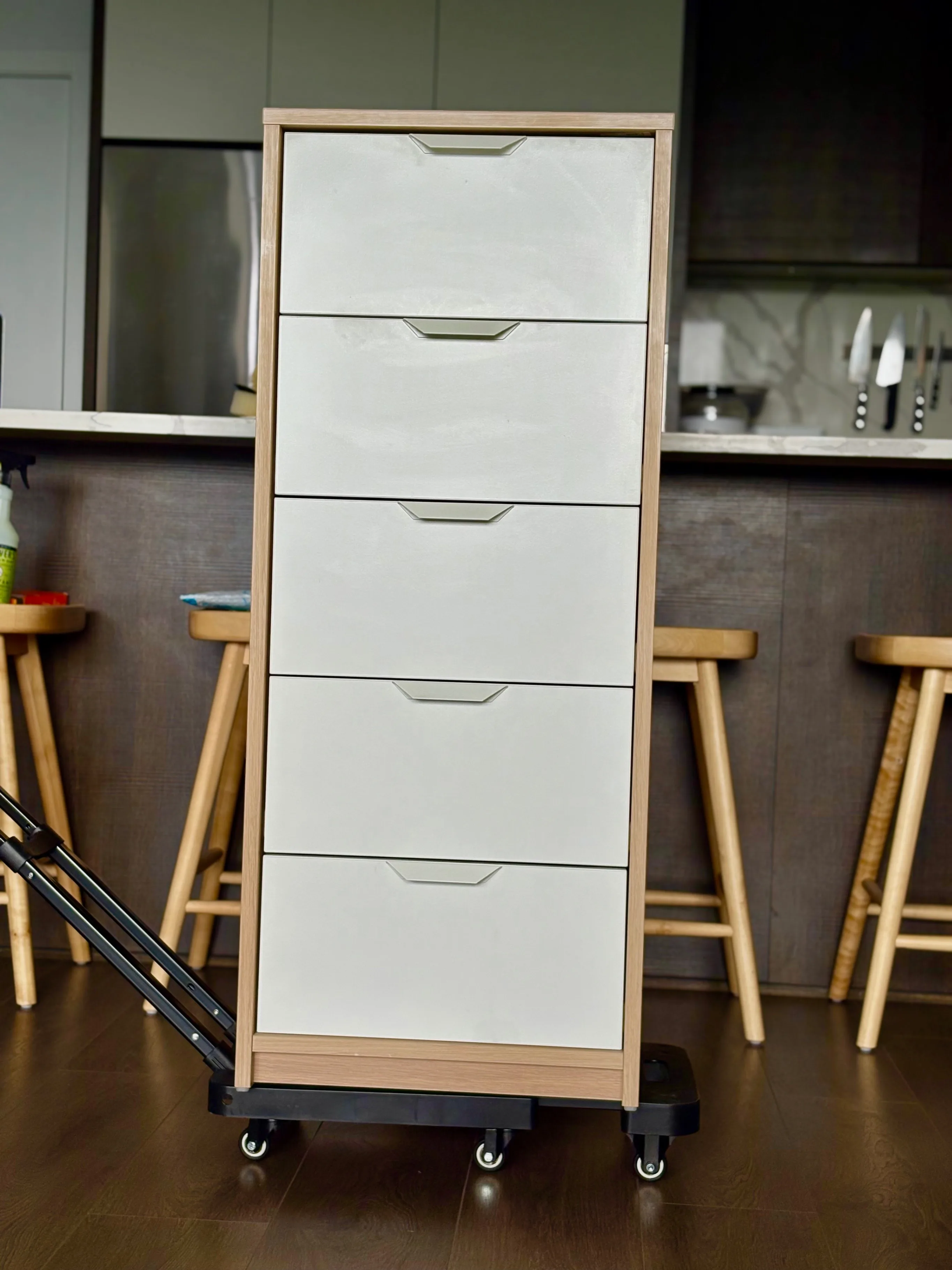 IKEA 5-Drawer Chest – White Front with Oak Finish Frame thumbnail