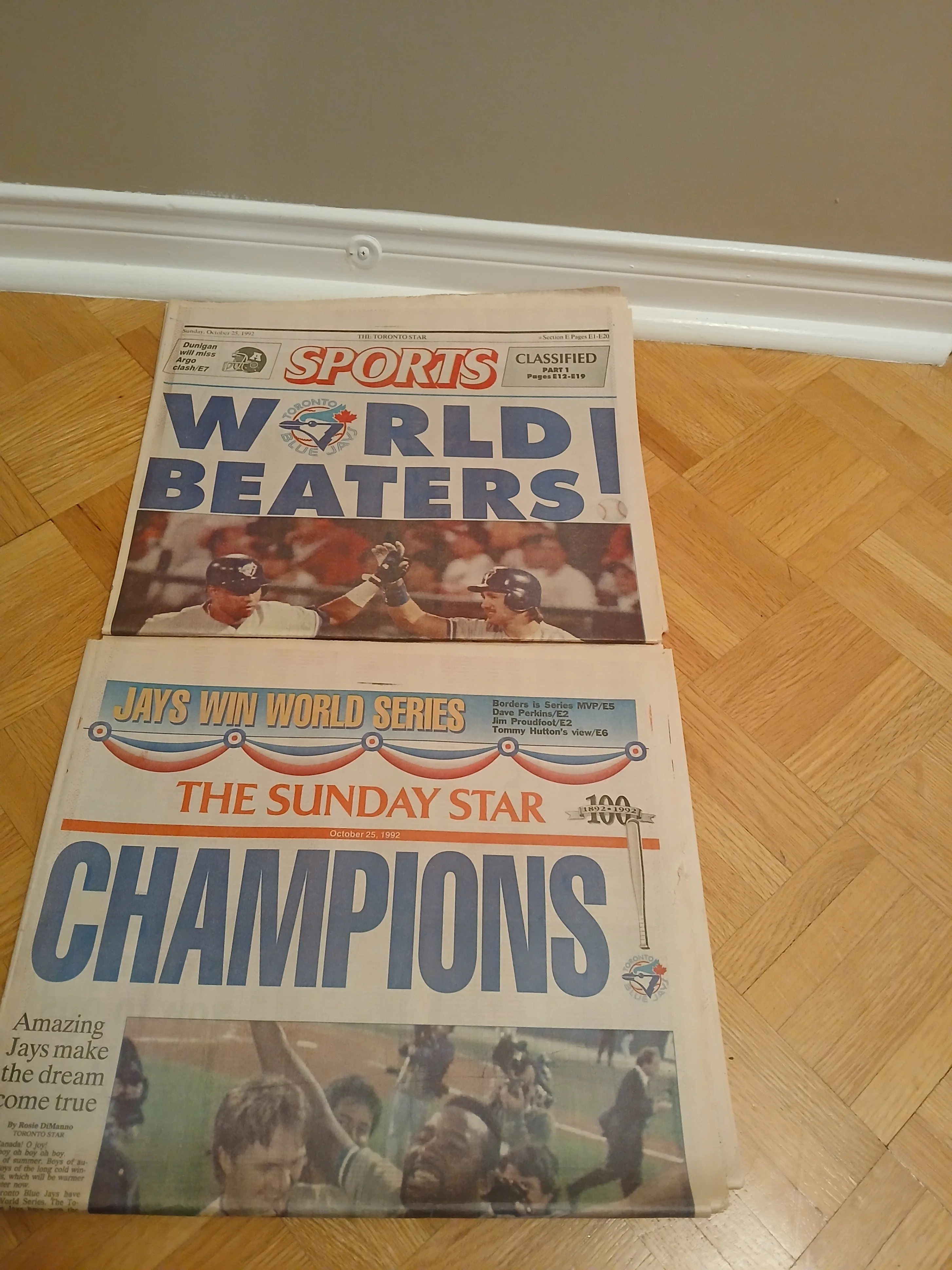 rare - 1992 SUNDAY STAR NEW PAPER- BLUE JAYS CHAMPIONS thumbnail