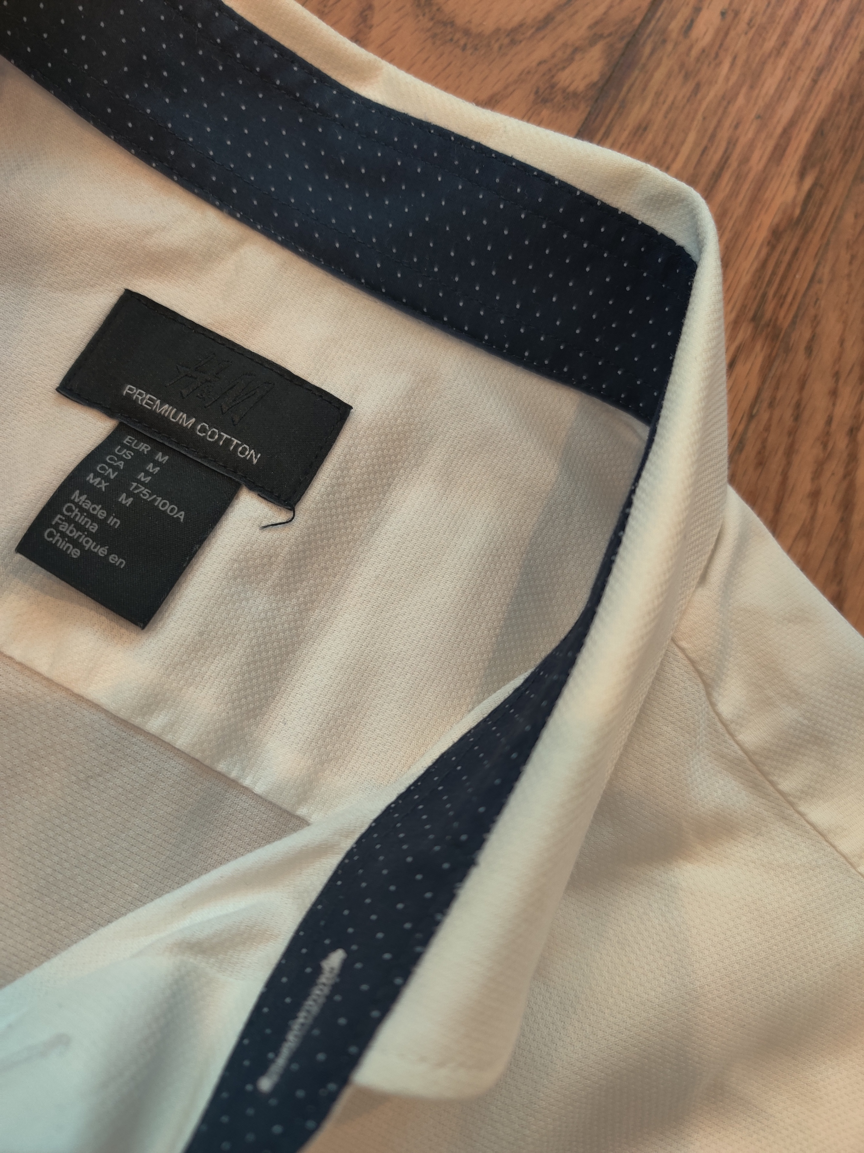 H & M Premium Cotton Mans Dress Shirt White Size M - photo 3