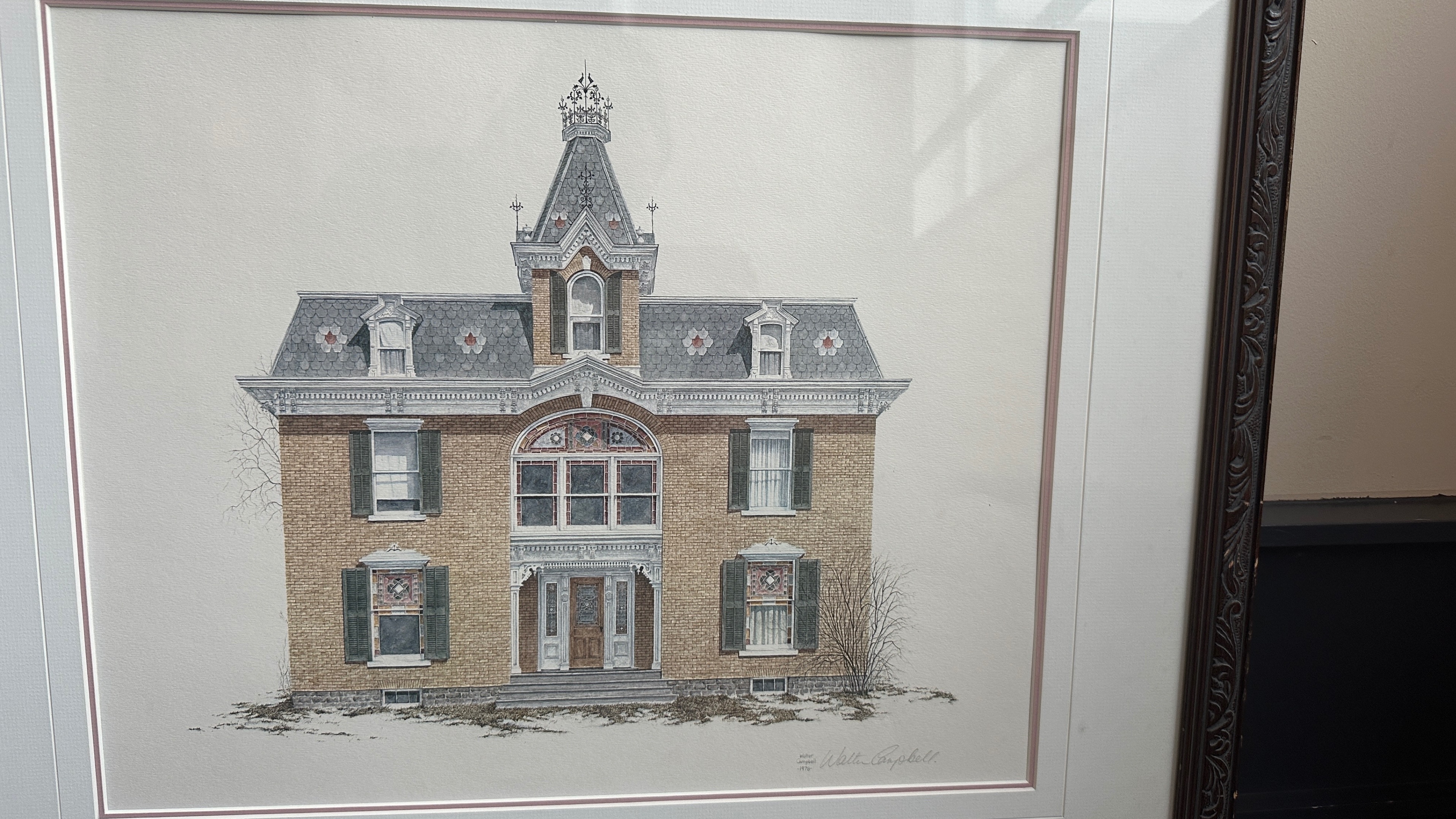 Vintage Framed Historic House Print by Walter Campbell - photo 2