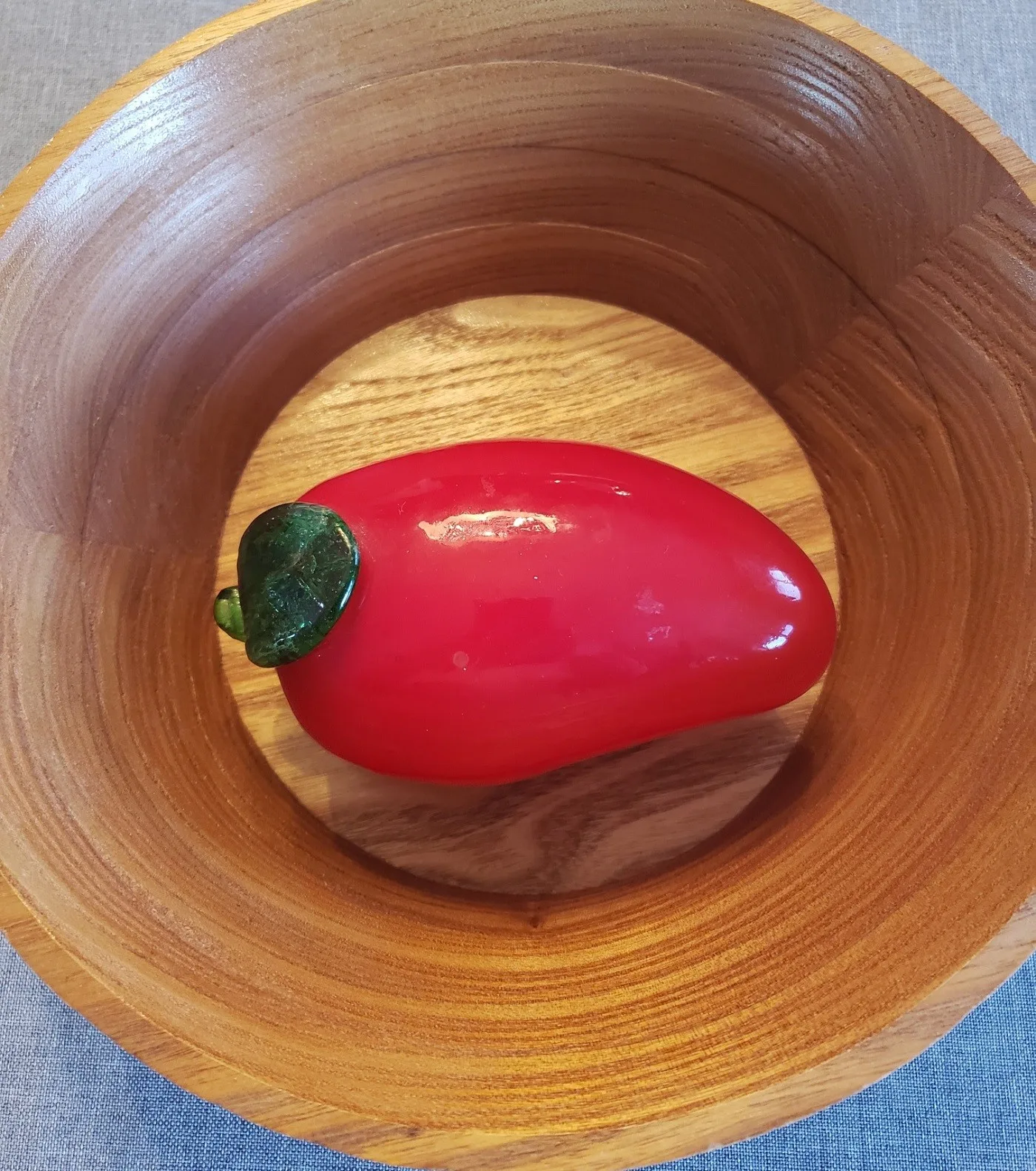VTG Hand Blown Glass Red Mango Shaped Fruit Art Deco thumbnail
