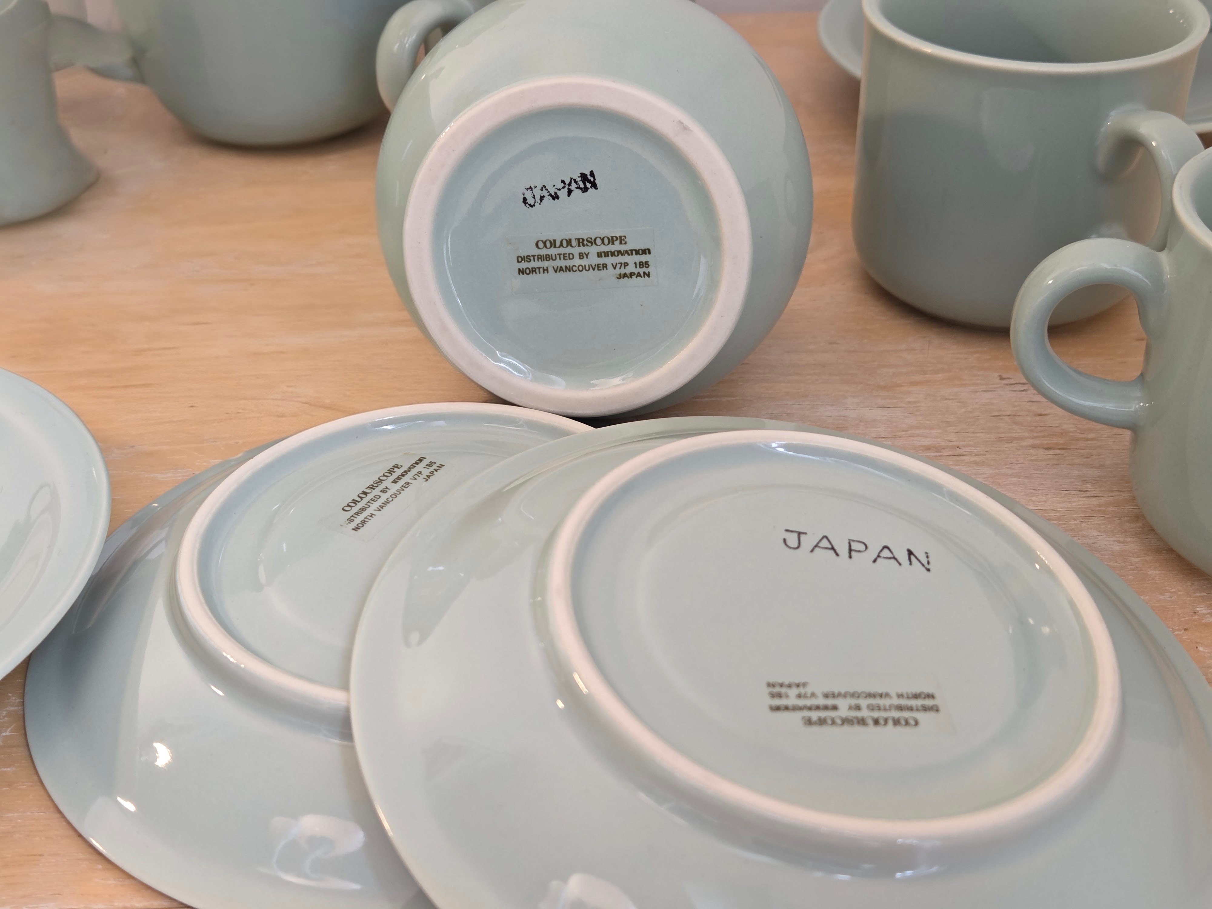 Vintage Colourscope Tea Set- 5 Cups, Sugar Bowl & Teapot (Japan) - photo 5
