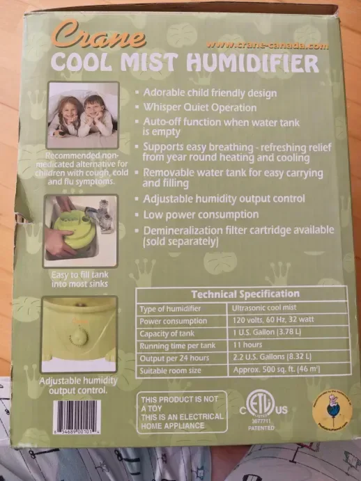 Crane Ultrasonic Cool Mist Humidifier, Frog image indicator(3)