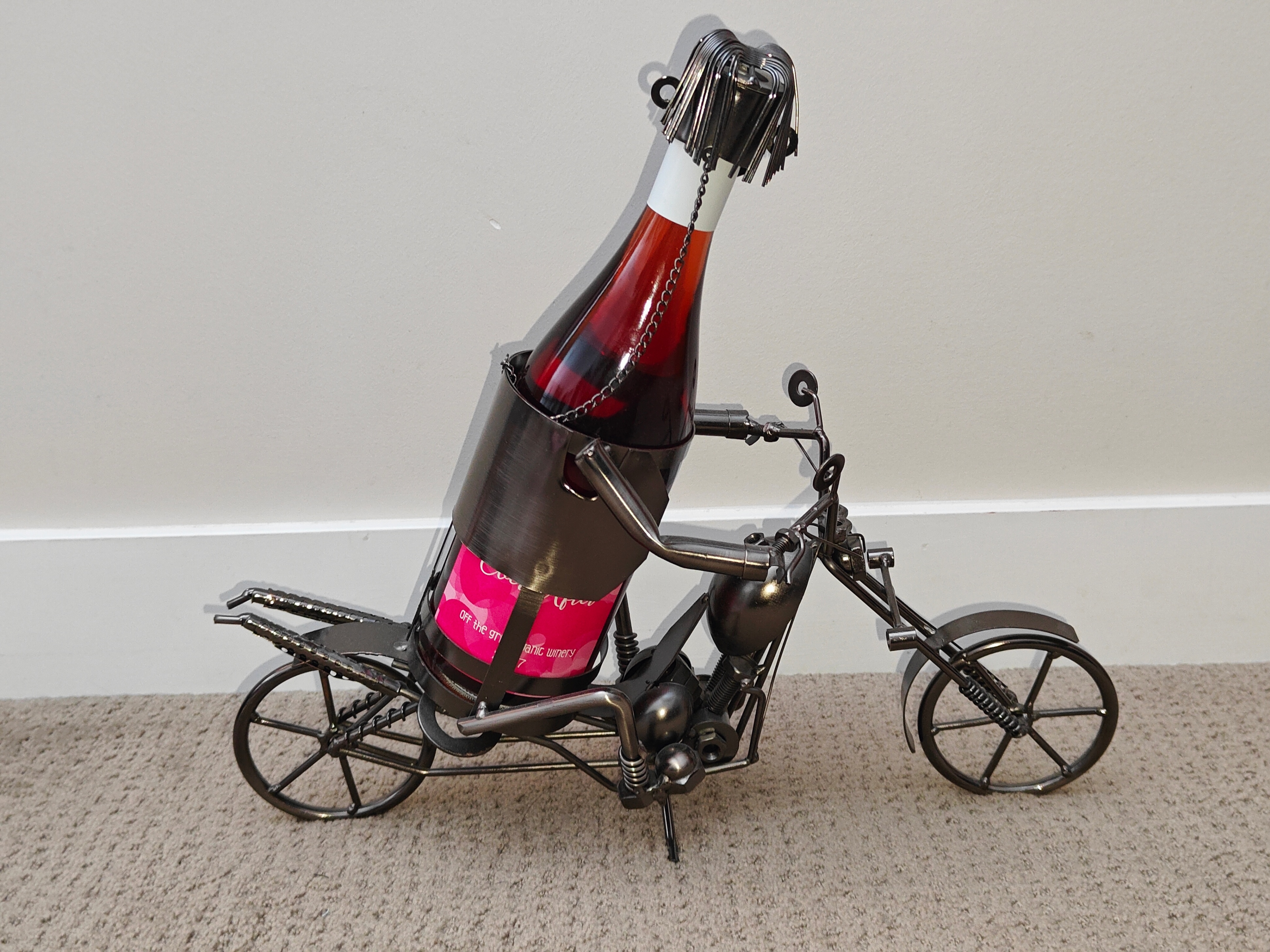 Art Metal Tabletop Motorcycle Bike Wine Display Rack Holder - photo 3