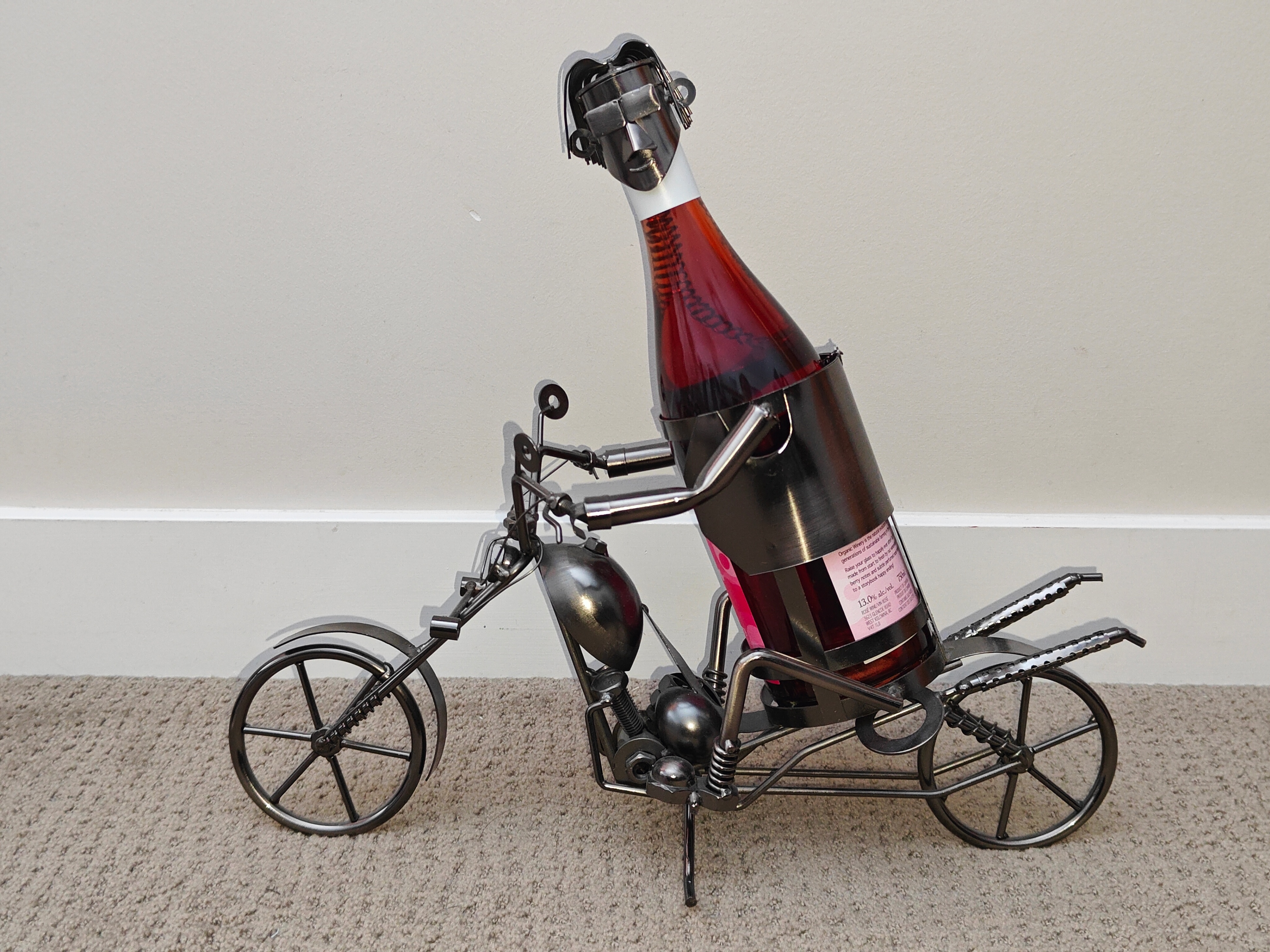 Art Metal Tabletop Motorcycle Bike Wine Display Rack Holder