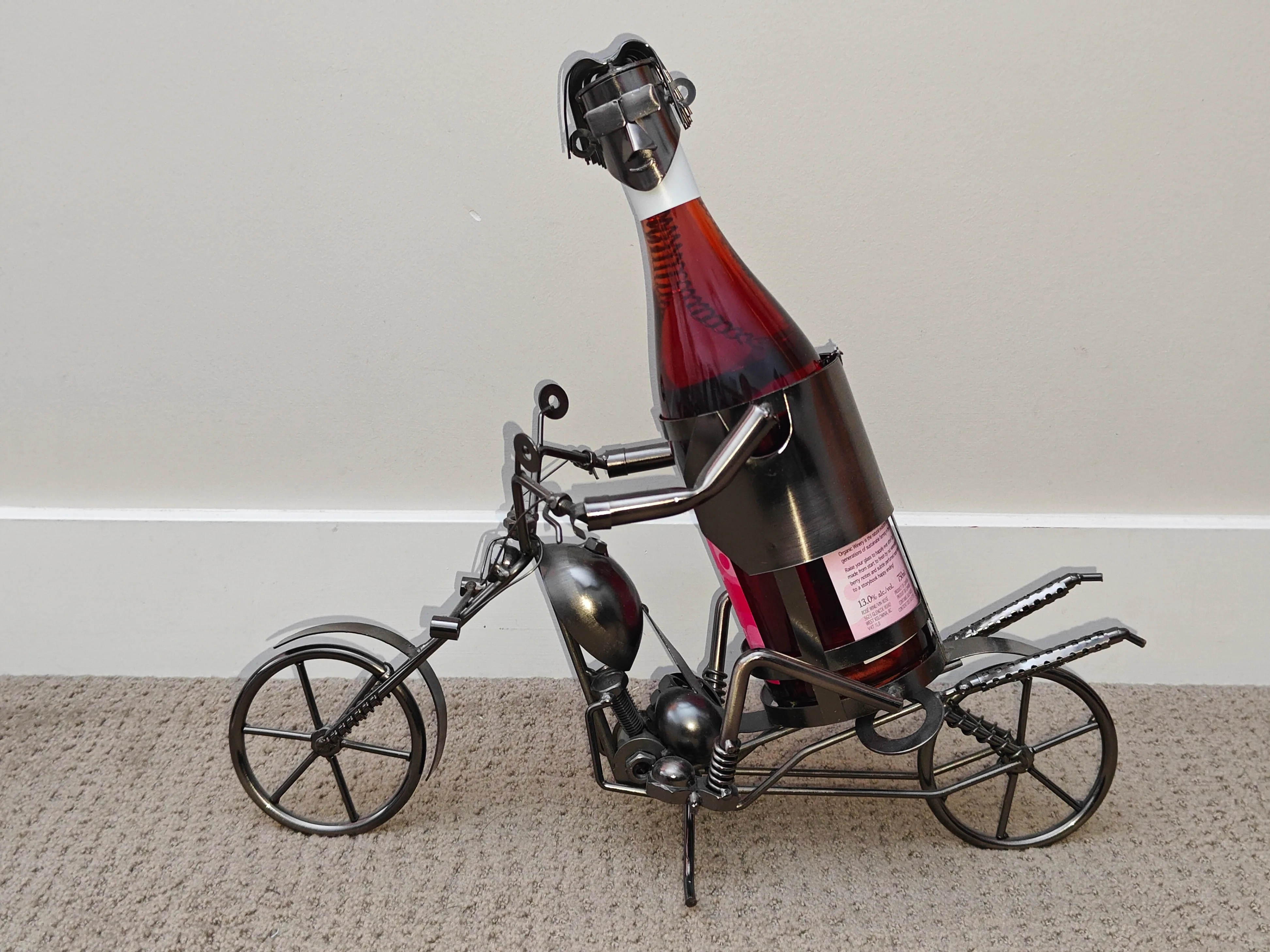 Art Metal Tabletop Motorcycle Bike Wine Display Rack Holder thumbnail