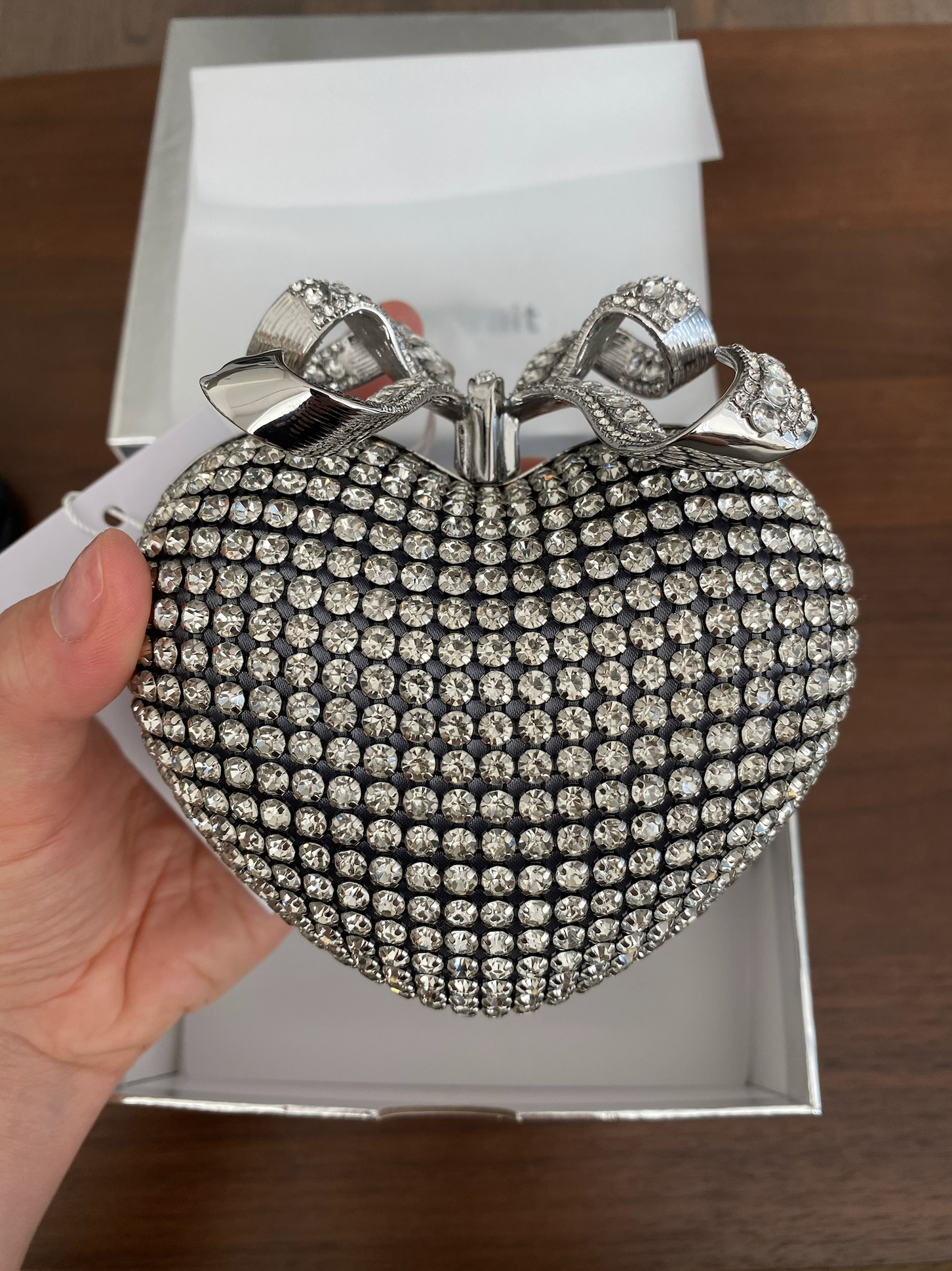 Authentic Self-Portrait SILVER CRYSTAL HEART CLUTCH - photo 5