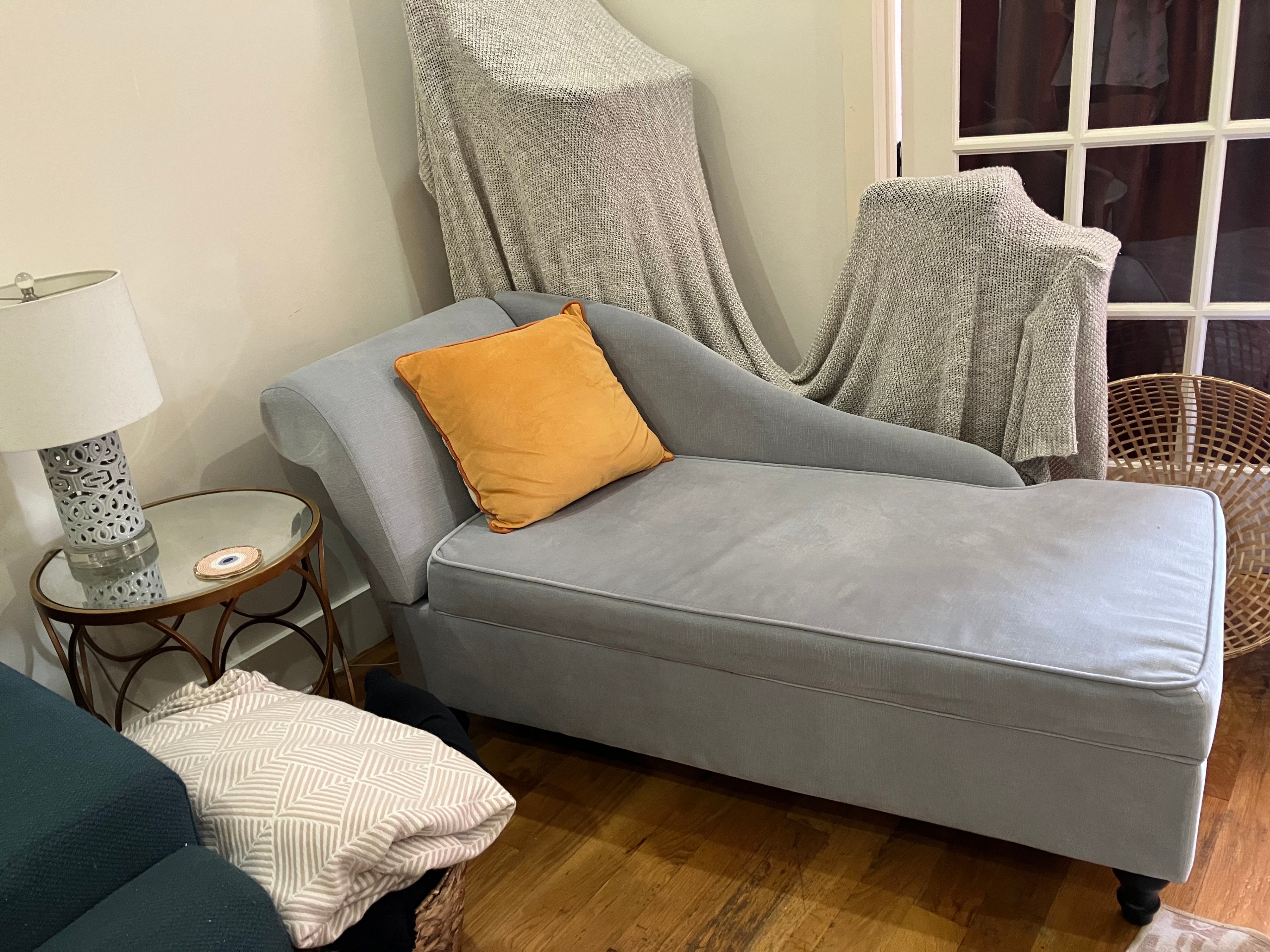 Grey Chaise Lounge/Loveseat with Storage - photo 2