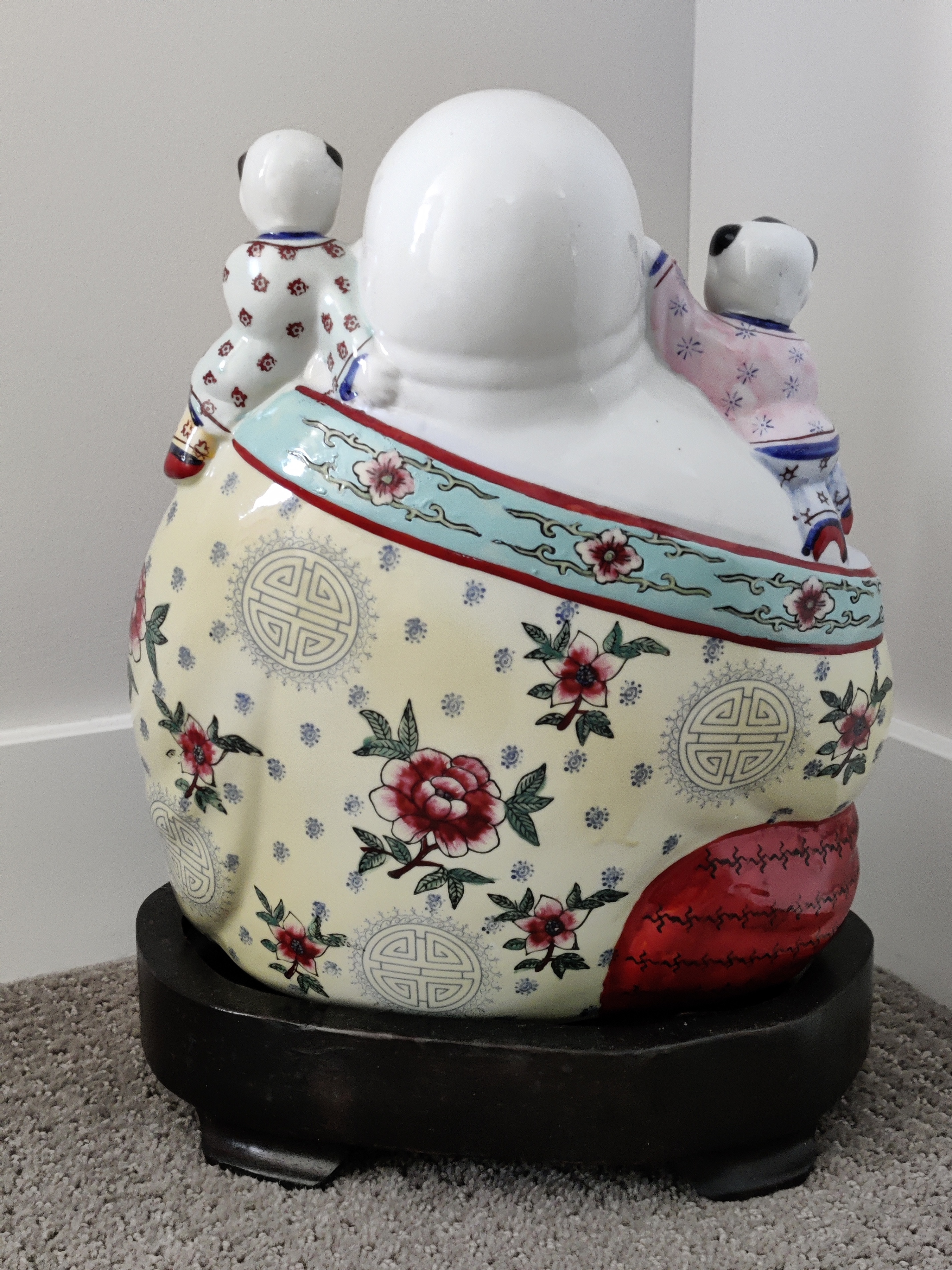 Antique Chinese Porcelain Famille Rose Buddha Statue 5 Children - photo 3