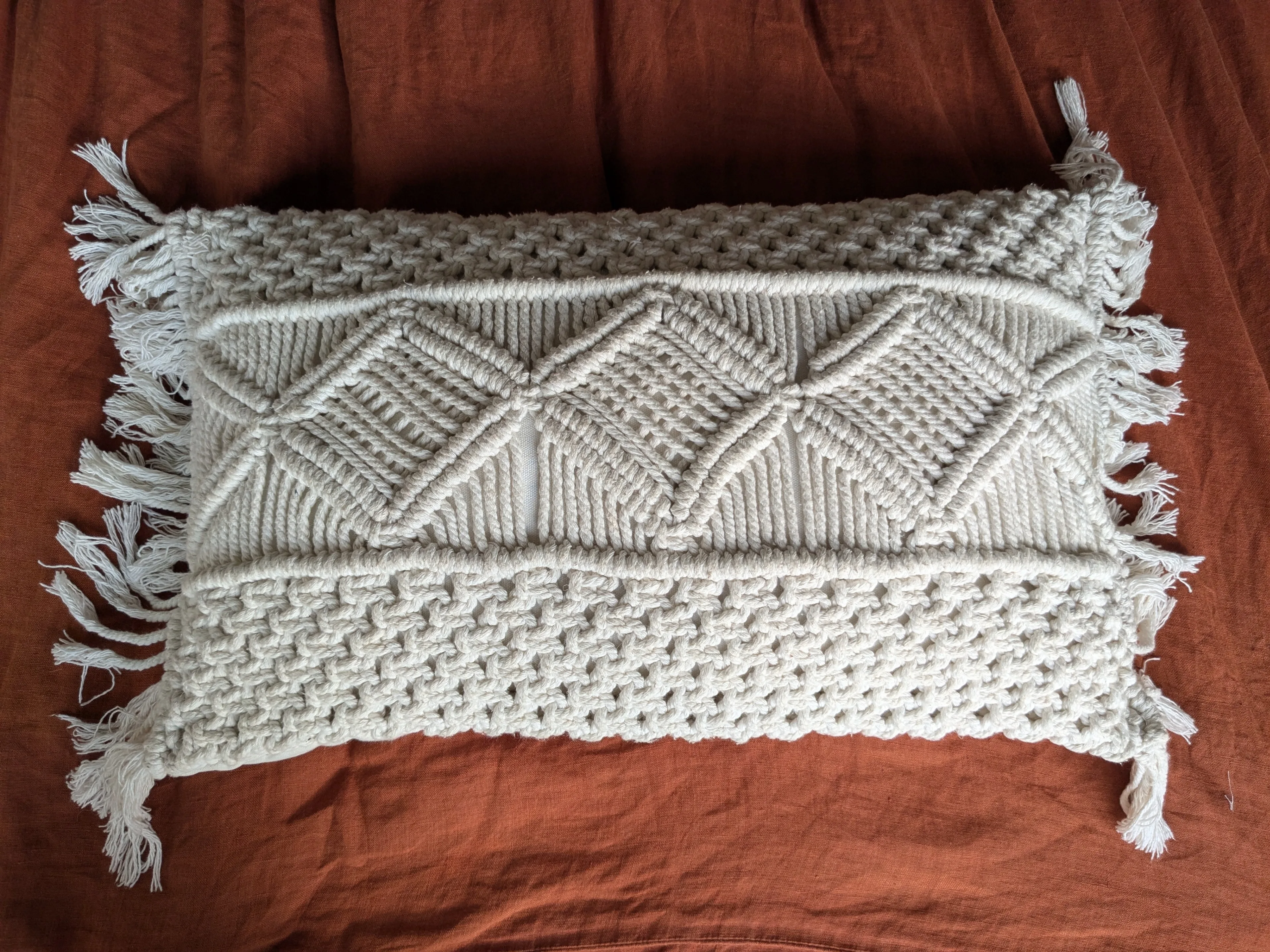 White boho throw pillow thumbnail